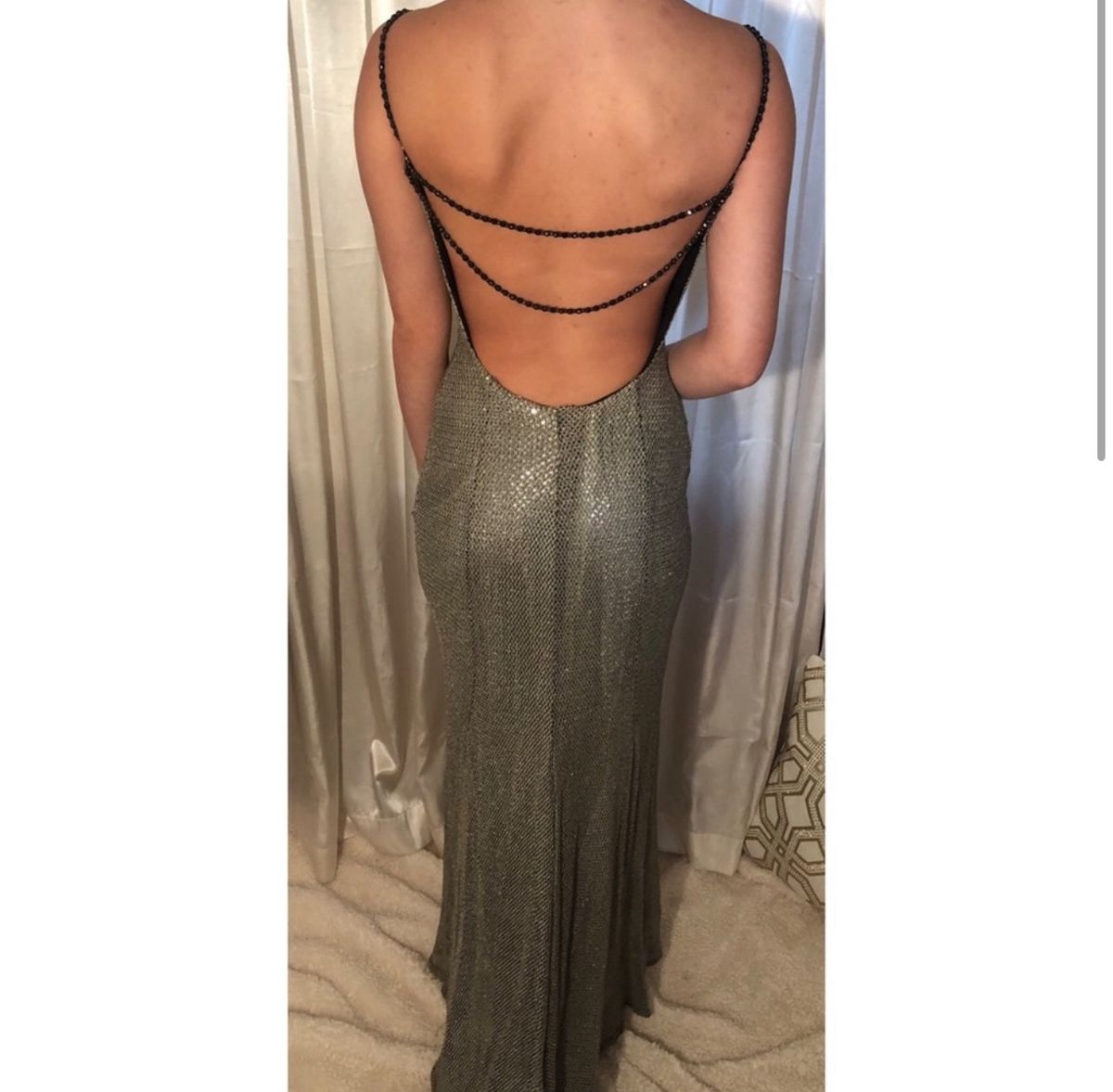 Size 2 Prom High Neck Silver Mermaid Dress on Queenly