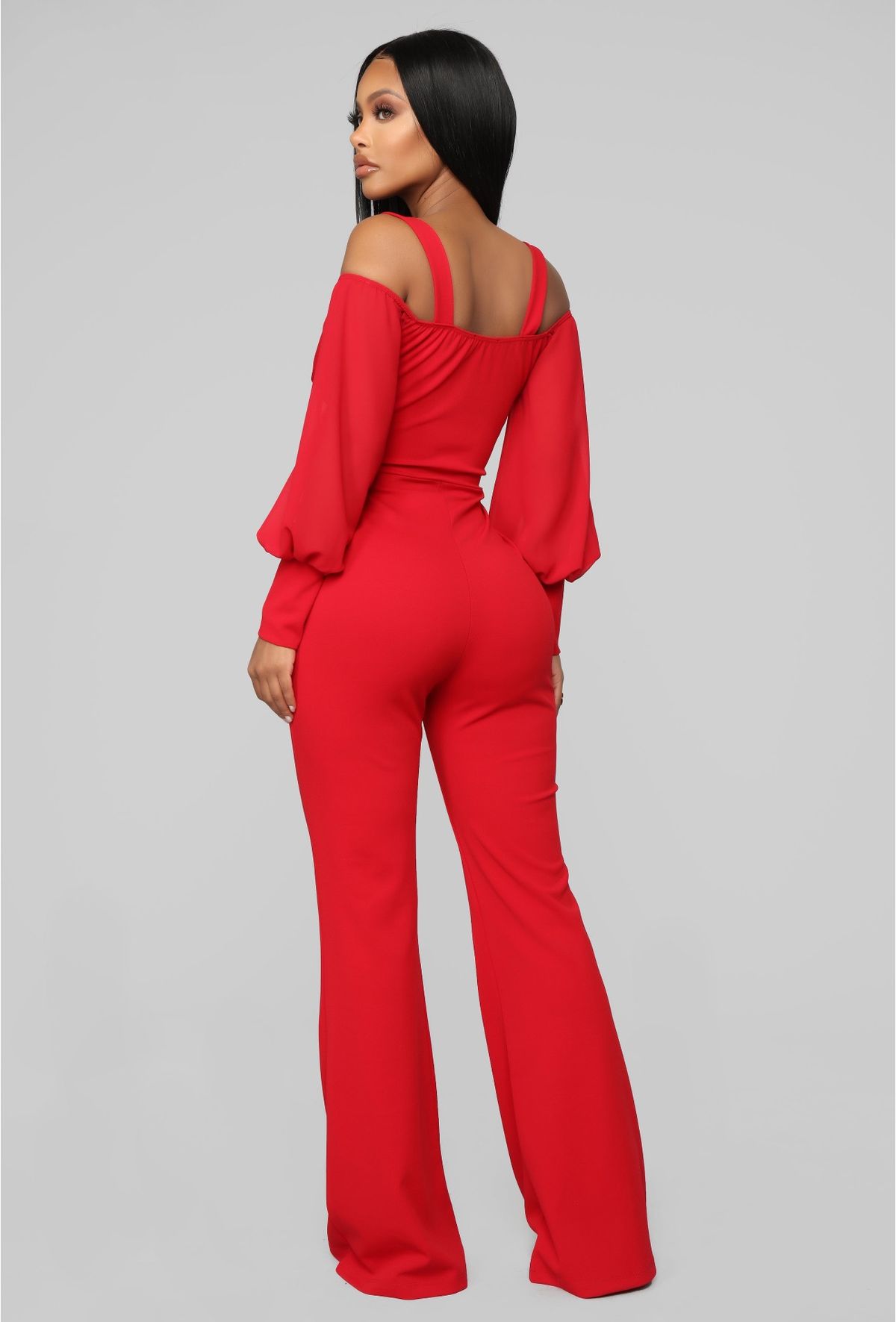 Size 2 Nightclub Off The Shoulder Red Formal Jumpsuit on Queenly