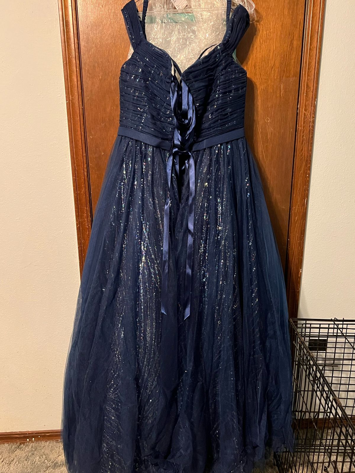 Madison James Plus Size 20 Prom Off The Shoulder Blue Ball Gown on Queenly