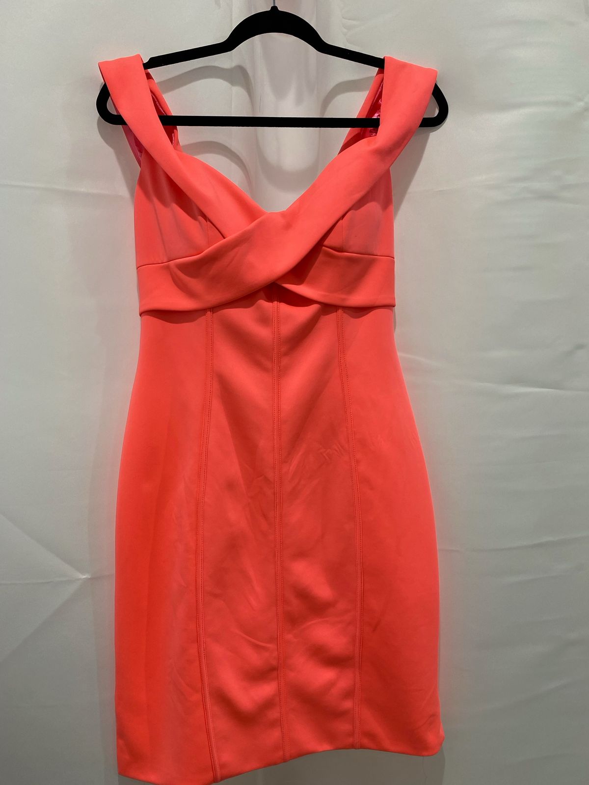 Style 50116 Coral Rachel Allan Size 8 Nightclub Off The Shoulder Coral Cocktail Dress on Queenly