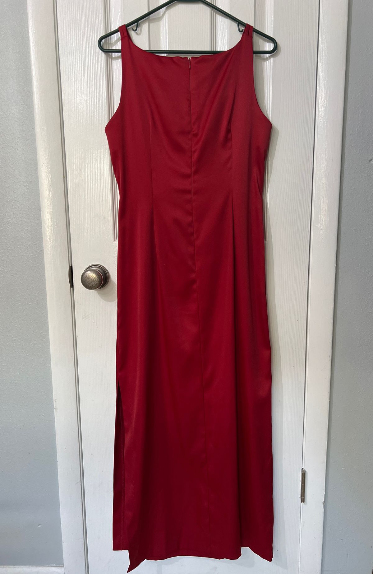 Size 10 Prom Halter Red Side Slit Dress on Queenly