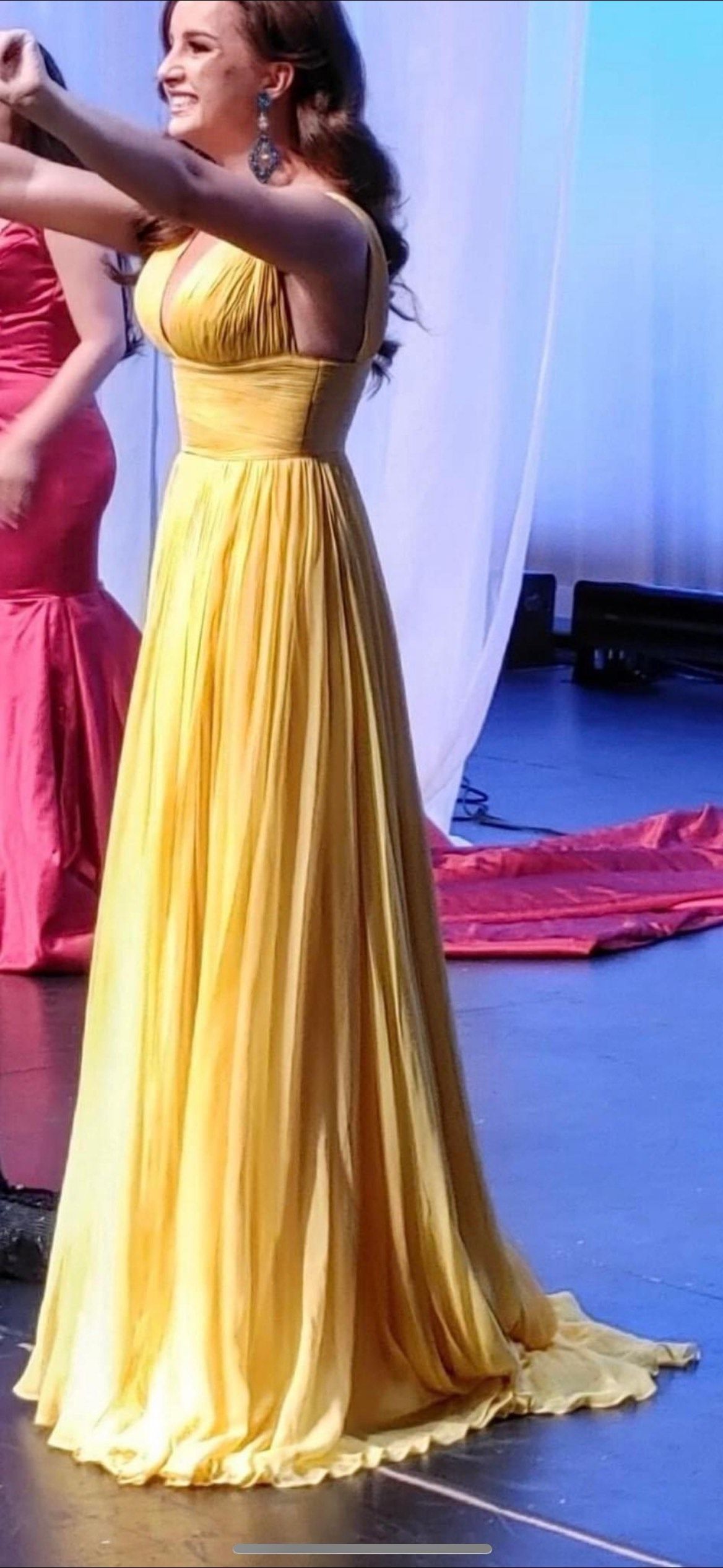 Jovani Size 4 Pageant Yellow A-line Dress on Queenly