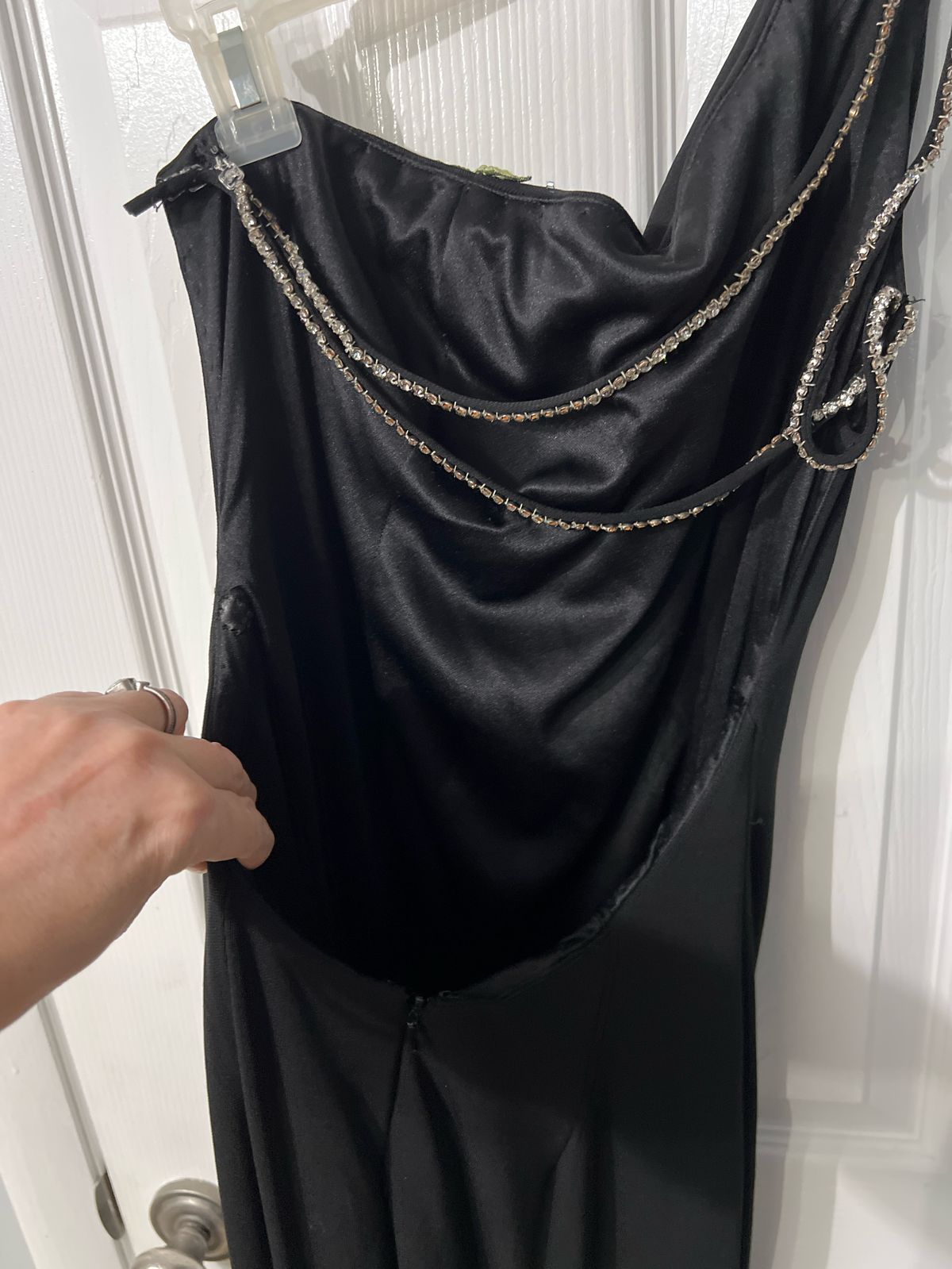 Size M Prom One Shoulder Sequined Black Side Slit Dress on Queenly