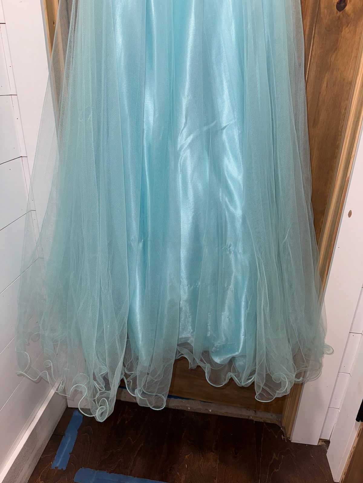 Cecily Brown Size S Prom Strapless Blue Ball Gown on Queenly