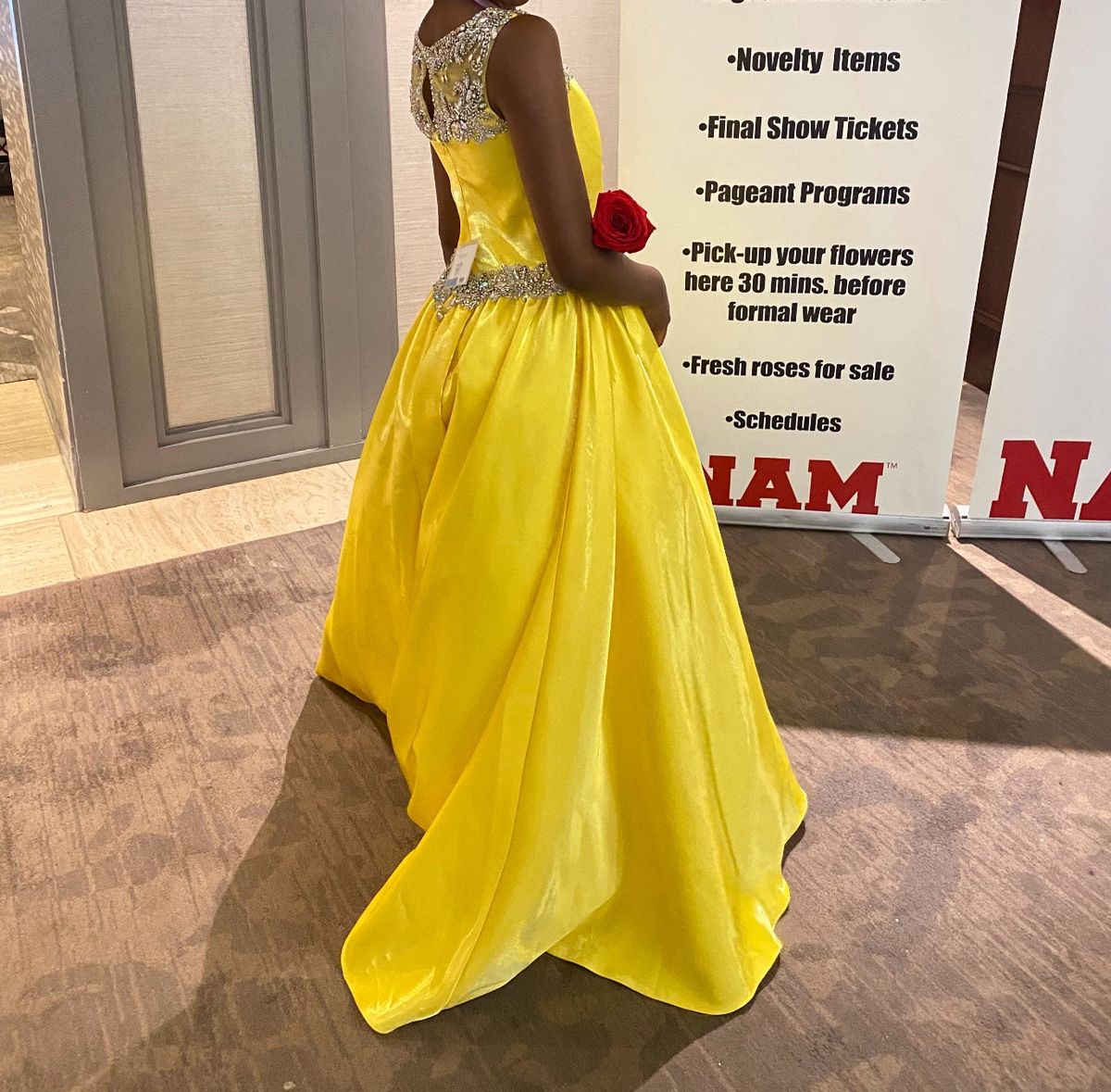 Sugar Kayne Girls Size 10 Pageant Yellow Ball Gown on Queenly