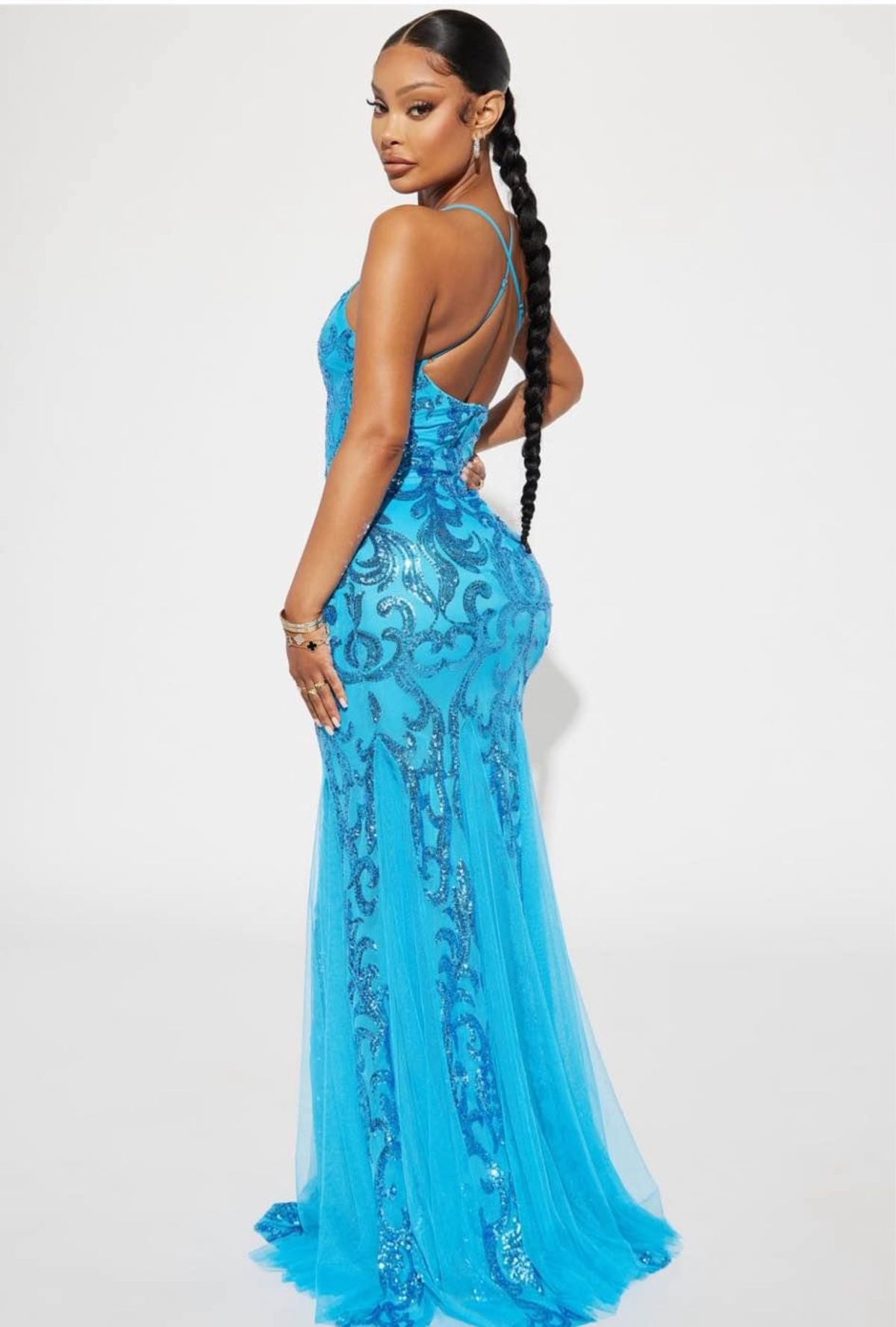 Size XS Prom Plunge Blue Mermaid Dress on Queenly