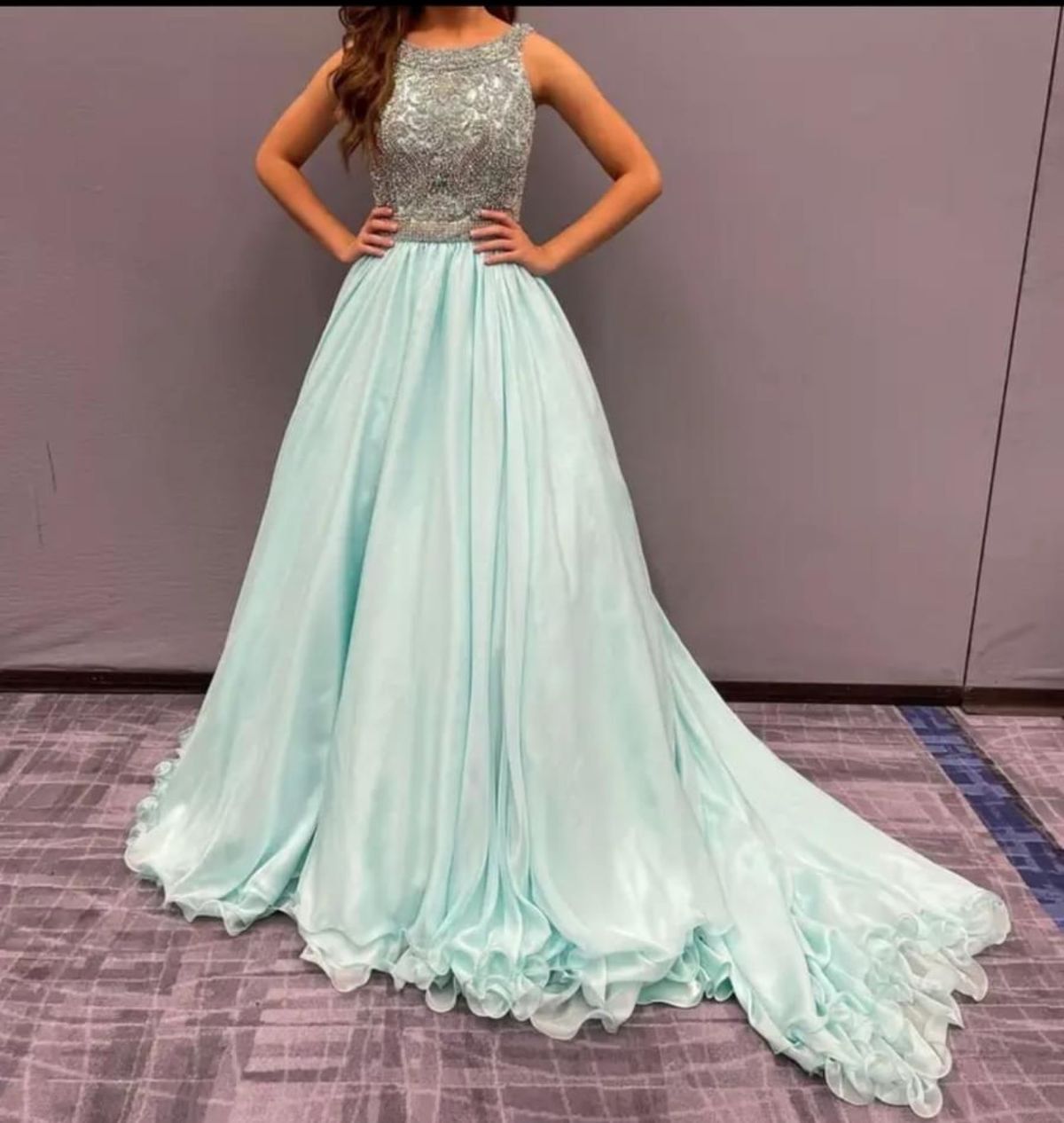 Size 4 Pageant Blue Ball Gown on Queenly