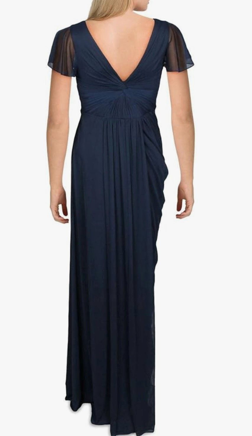 Adrianna Papell Size 14 Cap Sleeve Blue A-line Dress on Queenly