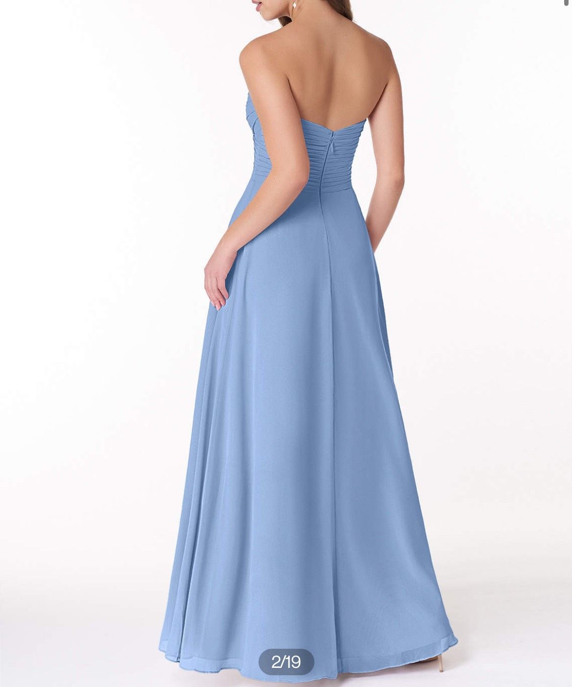 Azazie Size 2 Strapless Blue A-line Dress on Queenly