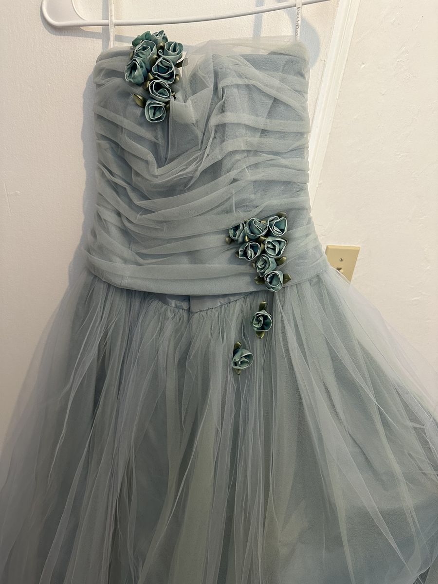 Jessica McClintock Size 2 Prom Strapless Blue Ball Gown on Queenly