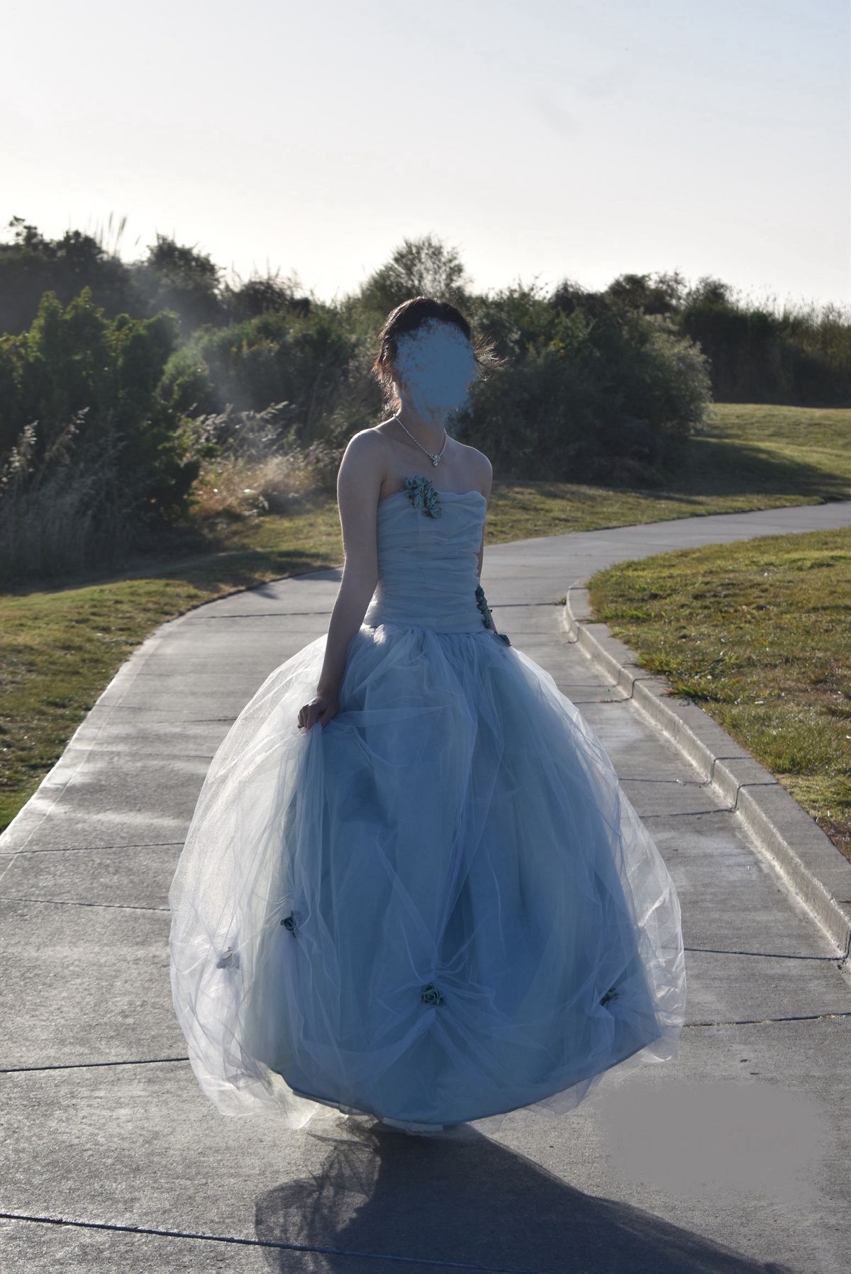 Jessica McClintock Size 2 Prom Strapless Blue Ball Gown on Queenly