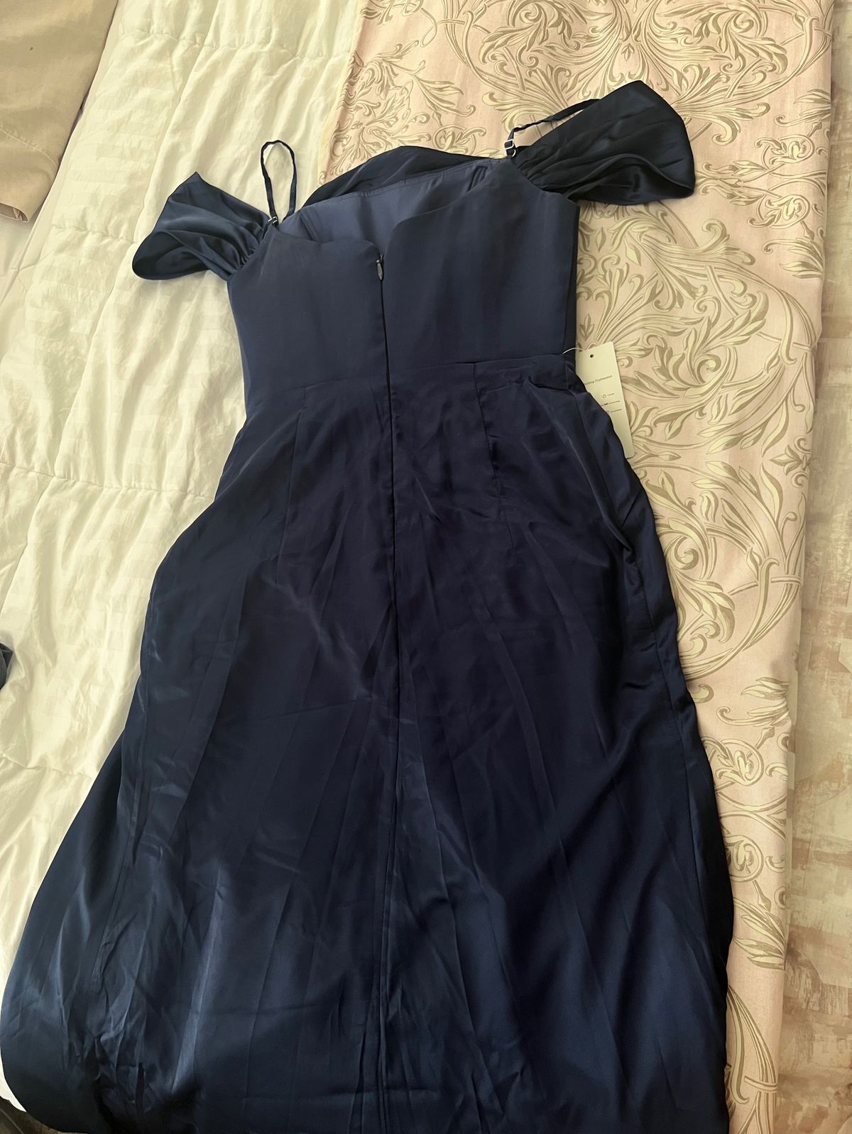 Size 10 Off The Shoulder Blue Side Slit Dress on Queenly