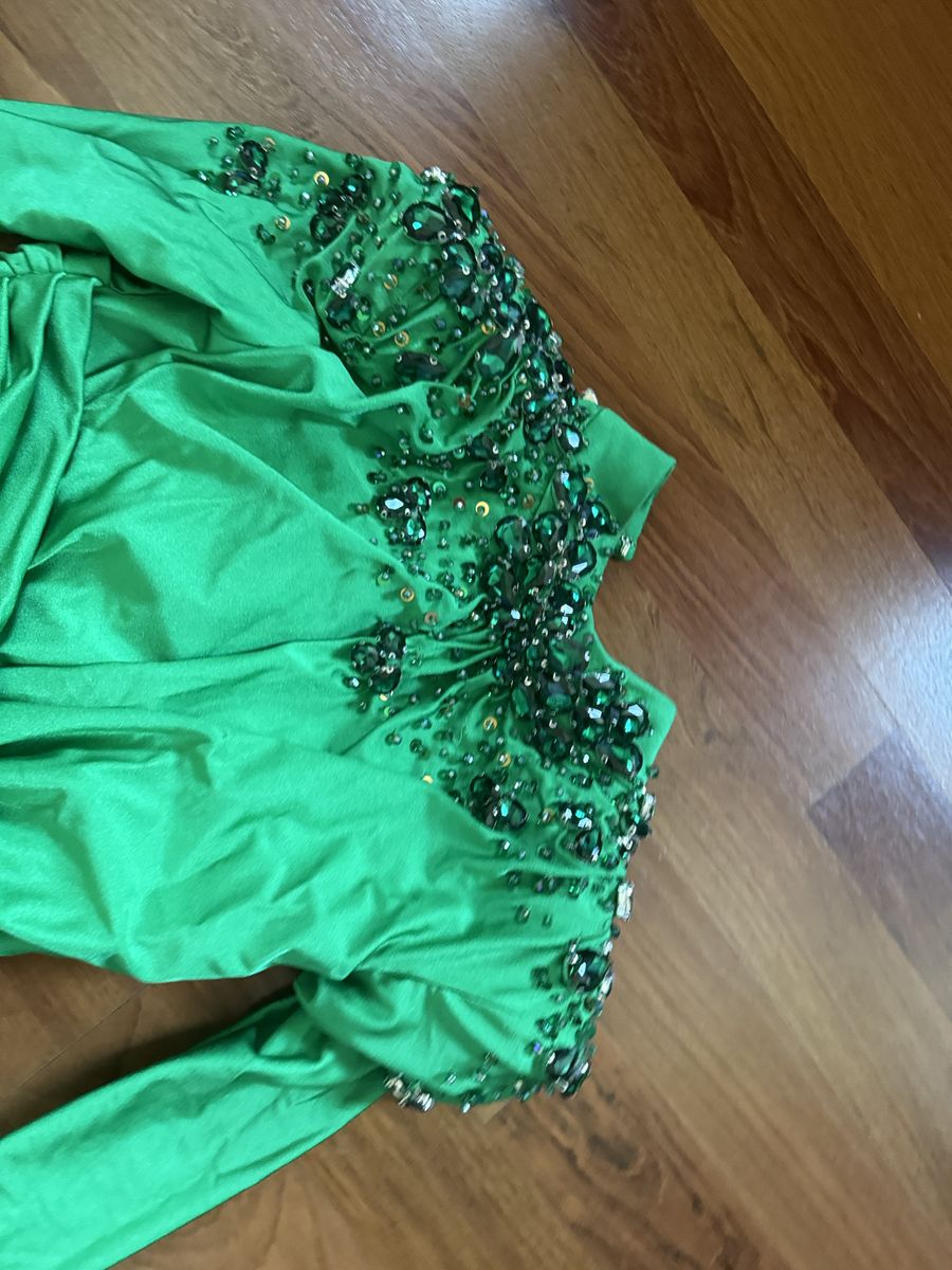 Albina Dyla Size 4 Prom Long Sleeve Sequined Green Mermaid Dress on Queenly