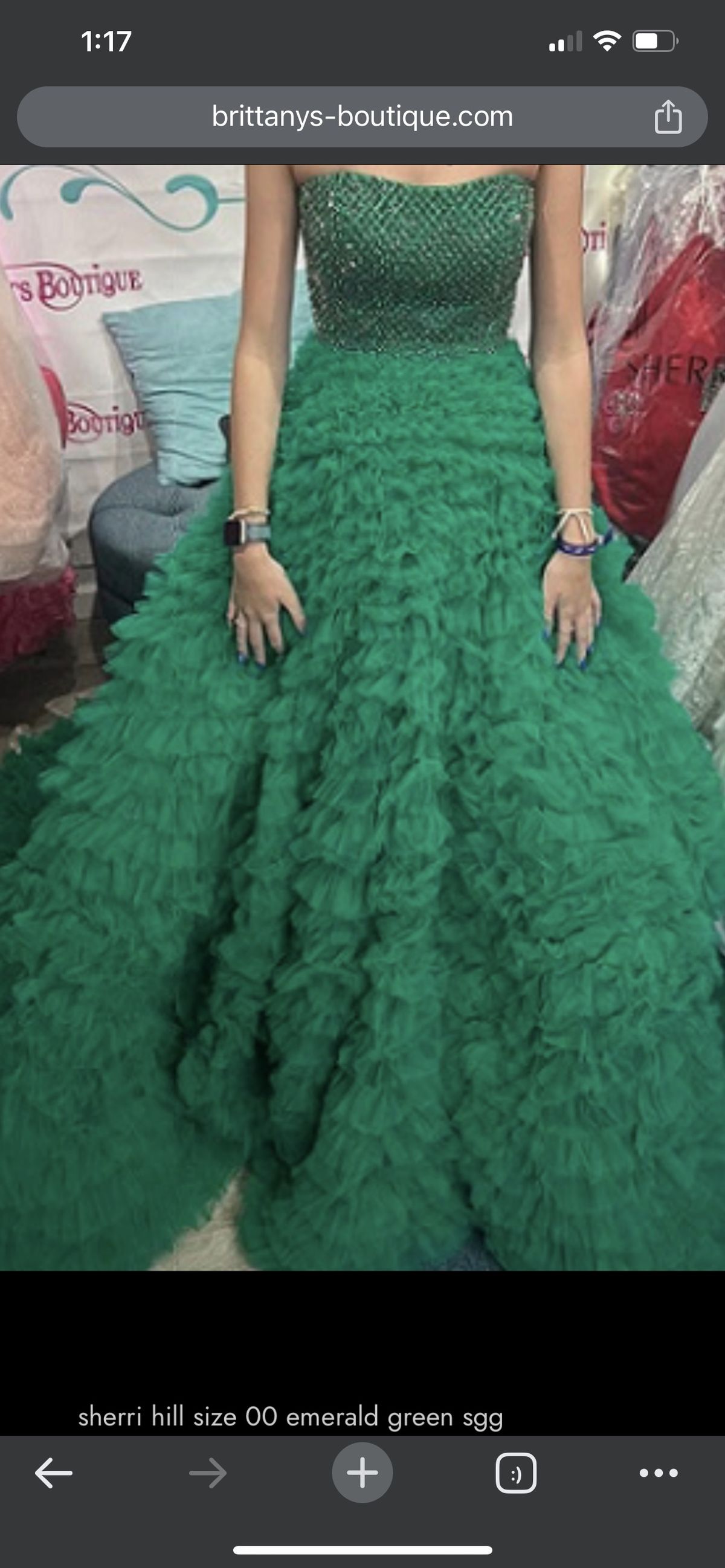 Style 54332 Sherri Hill Size 00 Prom Strapless Sequined Emerald Green Ball Gown on Queenly