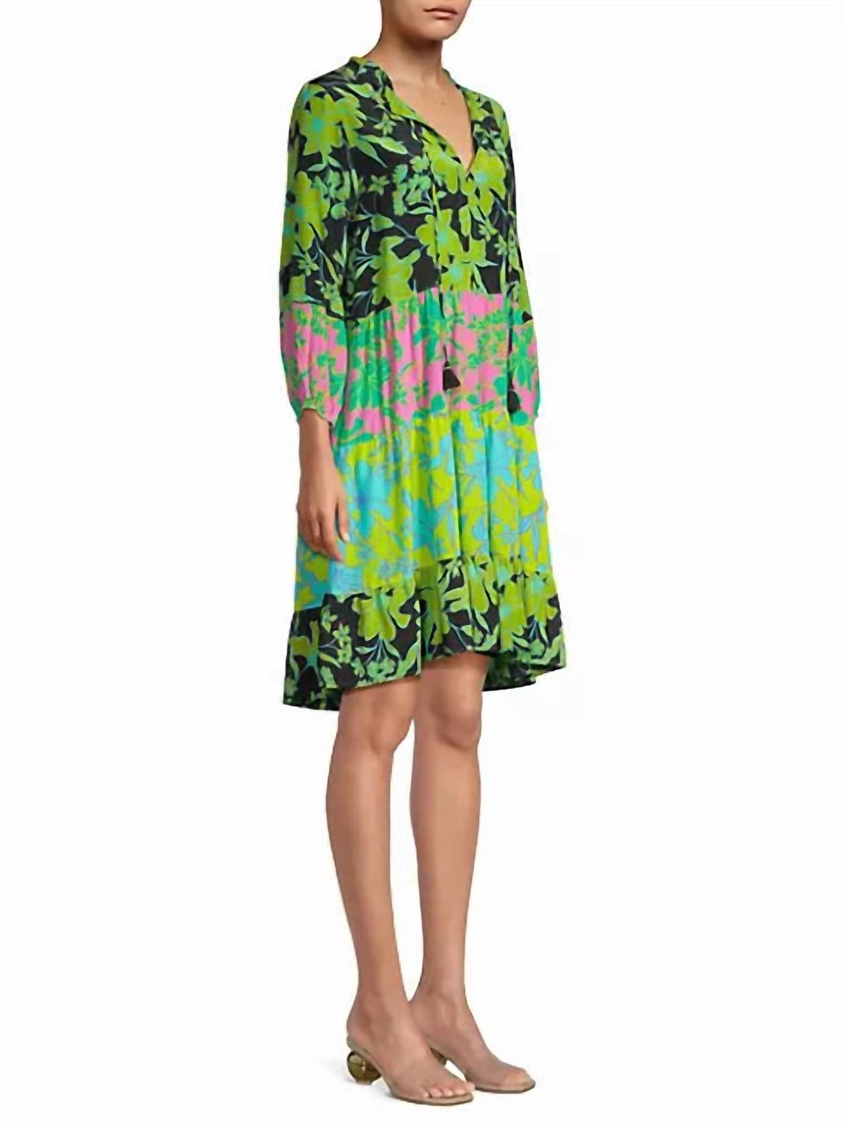 Style 1-1130250491-70 Johnny Was Size XS Satin Green Cocktail Dress on Queenly