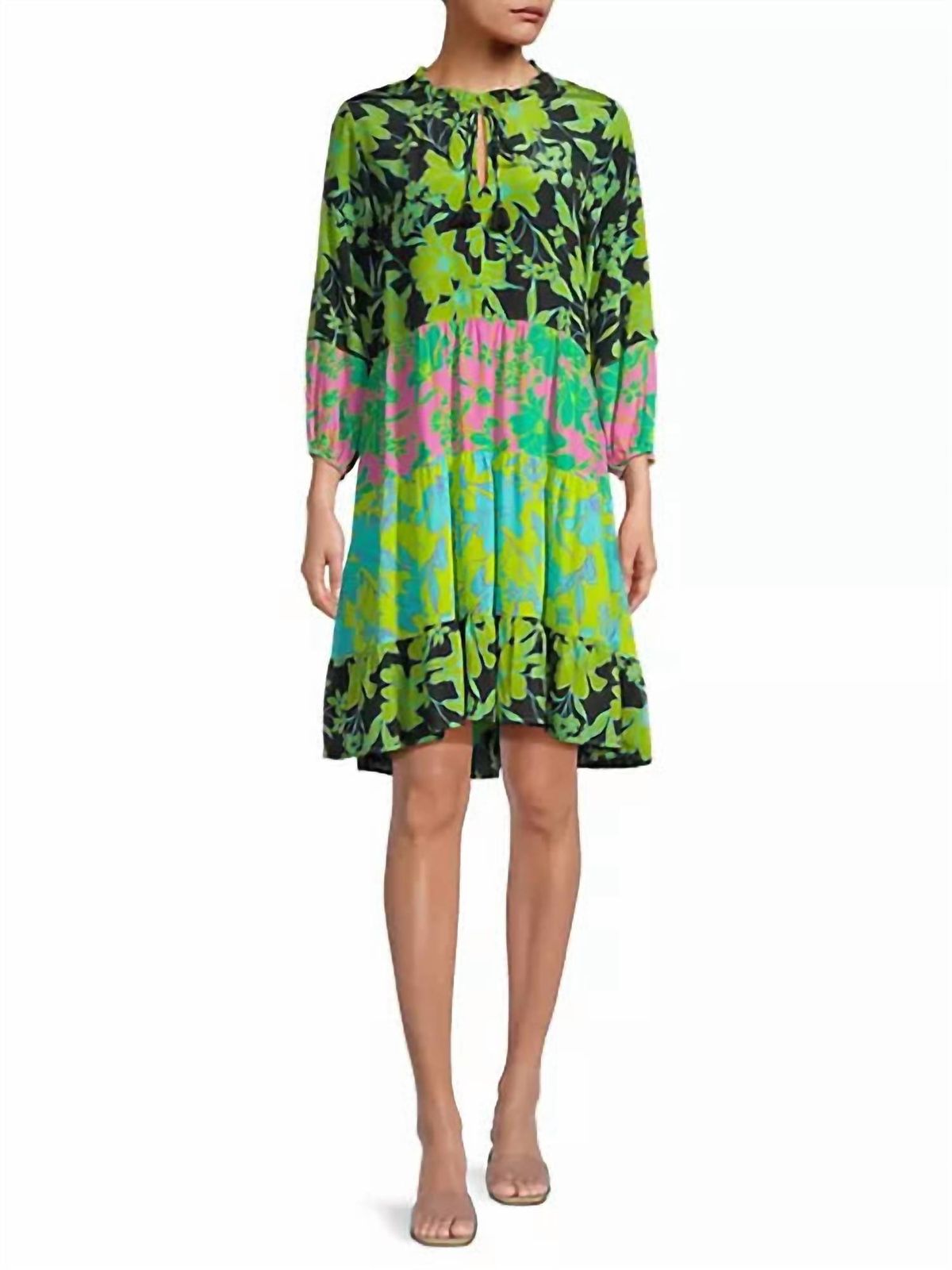 Style 1-1130250491-892 Johnny Was Size M Satin Green Cocktail Dress on Queenly