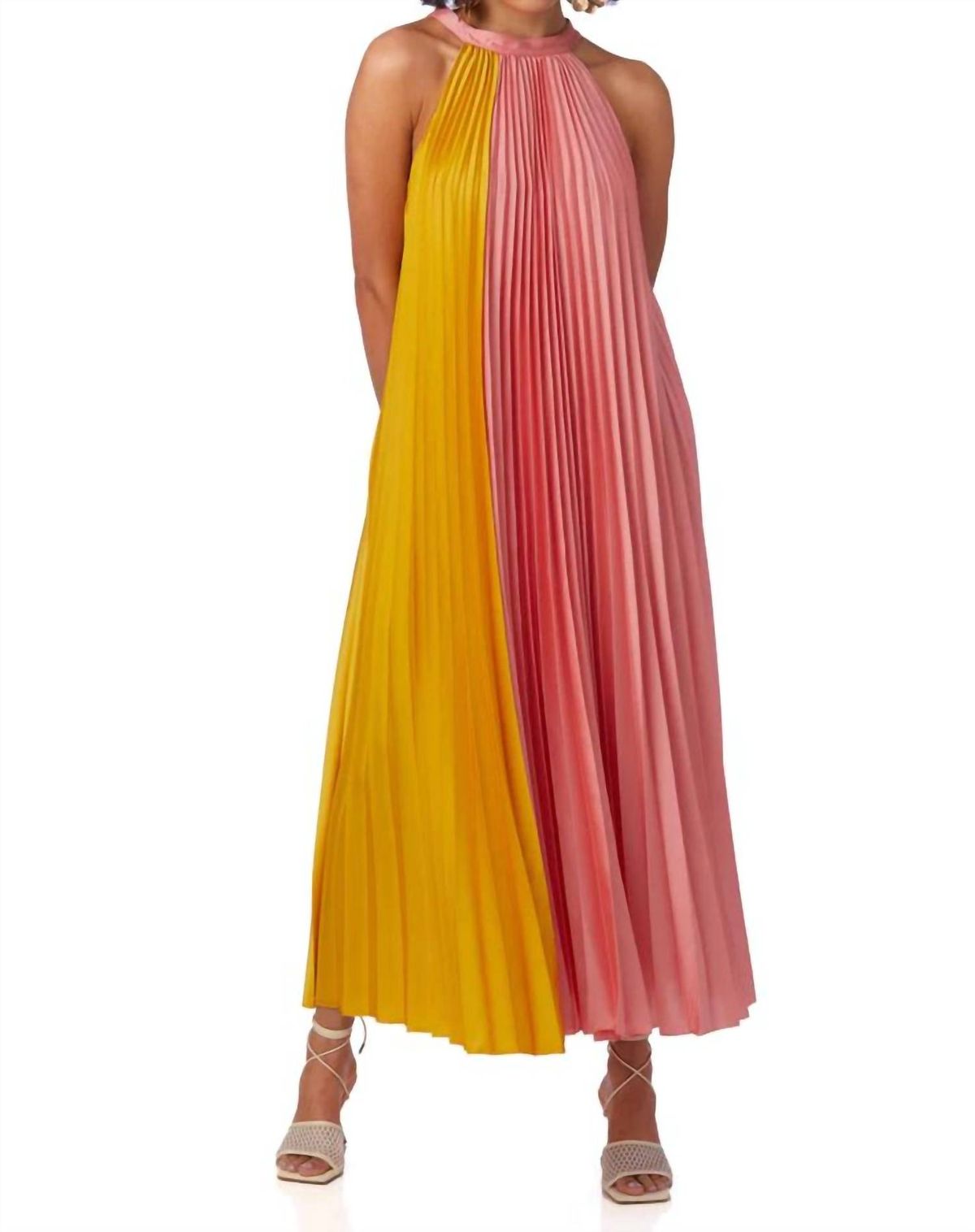 Style 1-2356735178-149 Crosby by Mollie Burch Size L High Neck Pink Floor Length Maxi on Queenly
