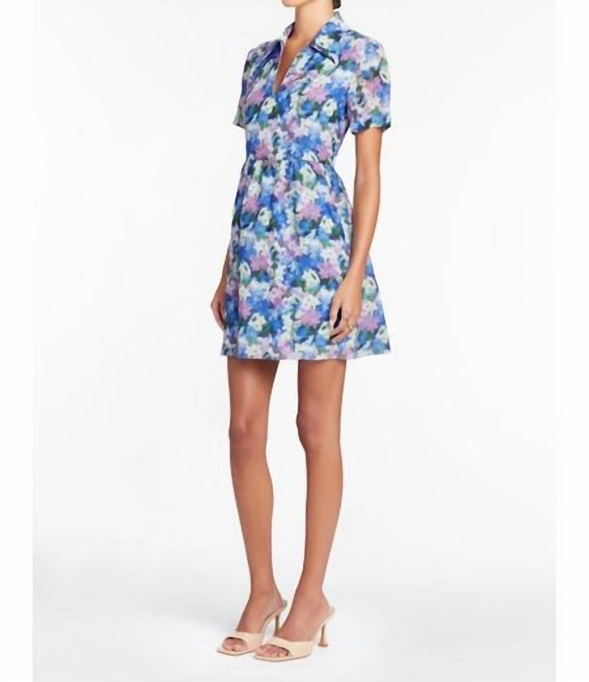 Style 1-2393900311-70 Amanda Uprichard Size XS High Neck Floral Blue Cocktail Dress on Queenly