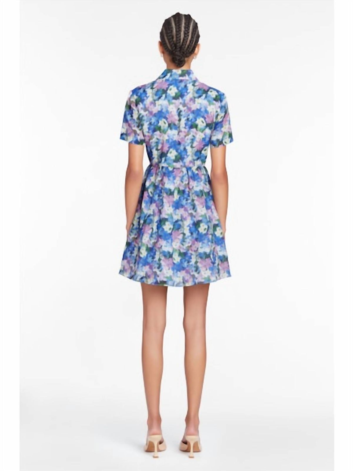 Style 1-2393900311-74 Amanda Uprichard Size S High Neck Floral Blue Cocktail Dress on Queenly