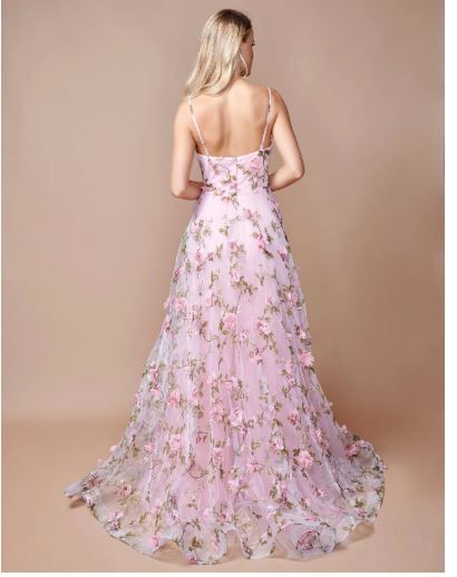 Style 9150 Nina Canacci Size 2 Prom Strapless Floral Light Pink A-line Dress on Queenly