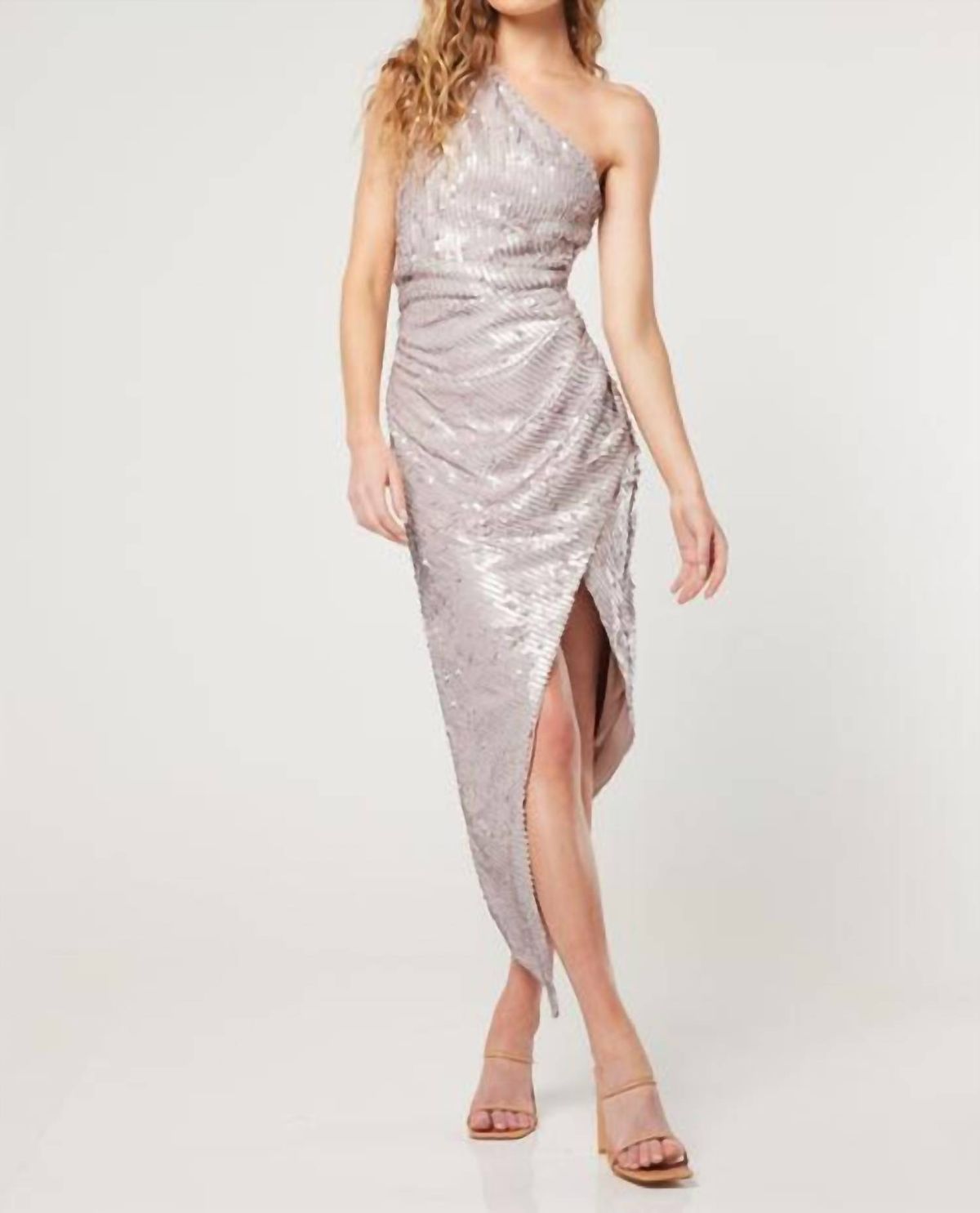 Style 1-3386151749-74 ELLIATT Size S One Shoulder Silver Cocktail Dress on Queenly