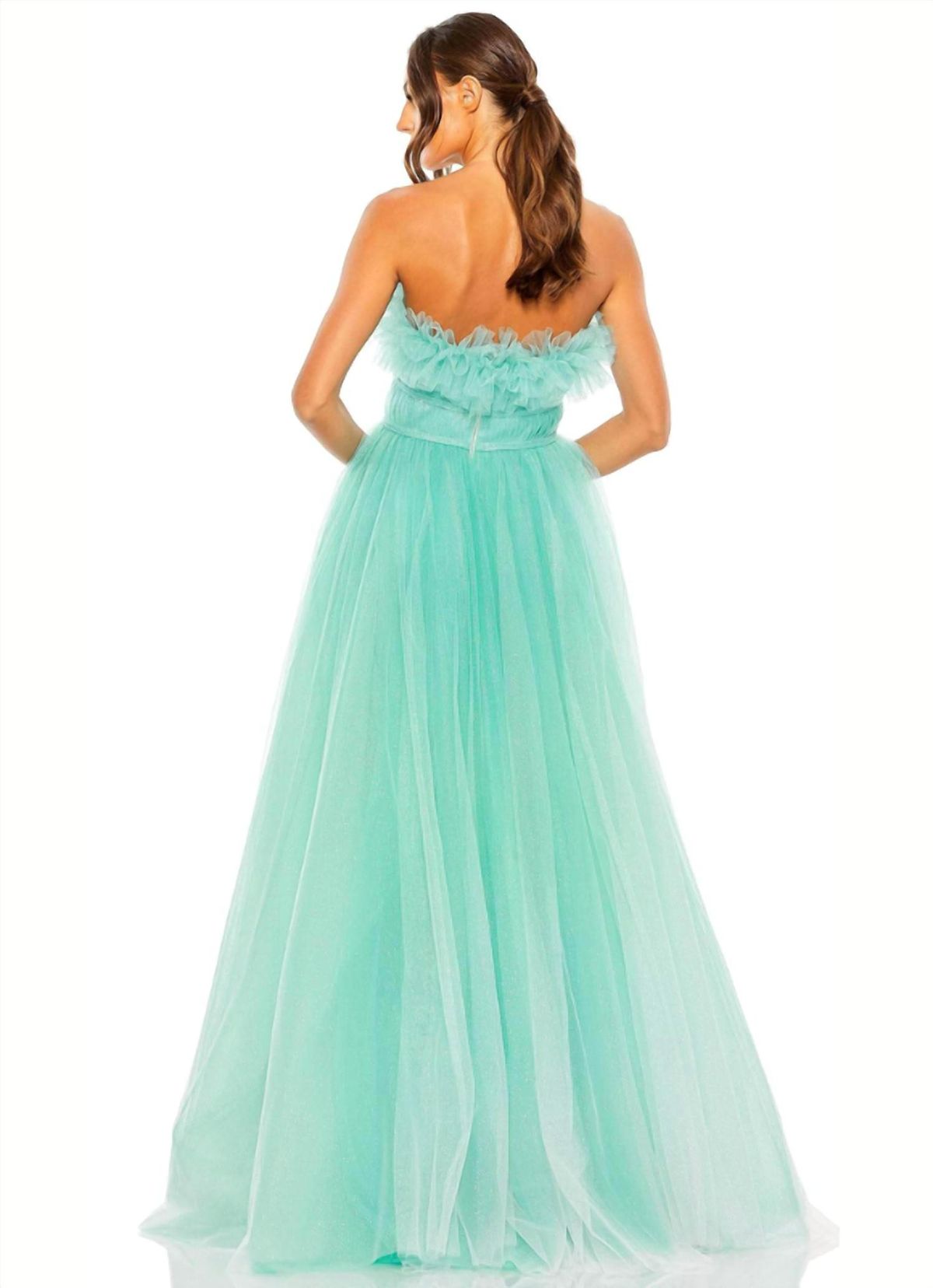 Style 1-3814873173-5 MAC DUGGAL Size 0 Strapless Turquoise Green Ball Gown on Queenly