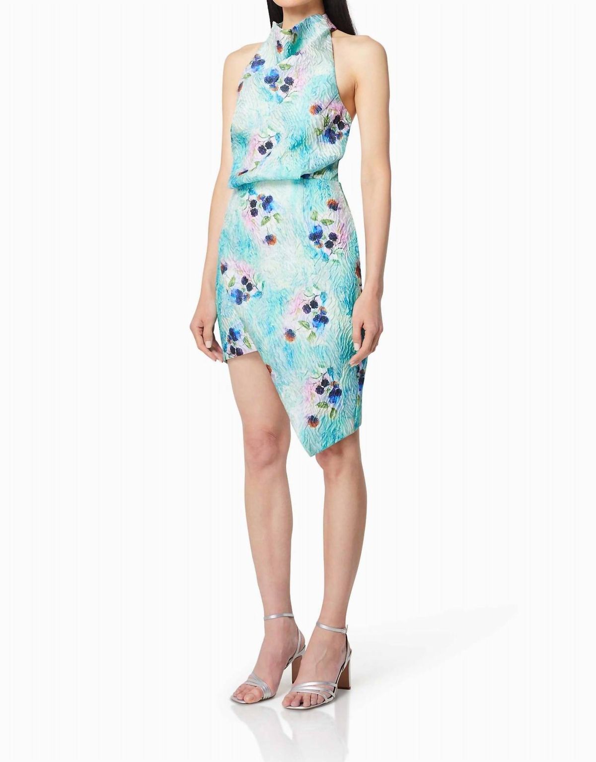 Style 1-4099845789-892 ELLIATT Size M High Neck Floral Blue Cocktail Dress on Queenly