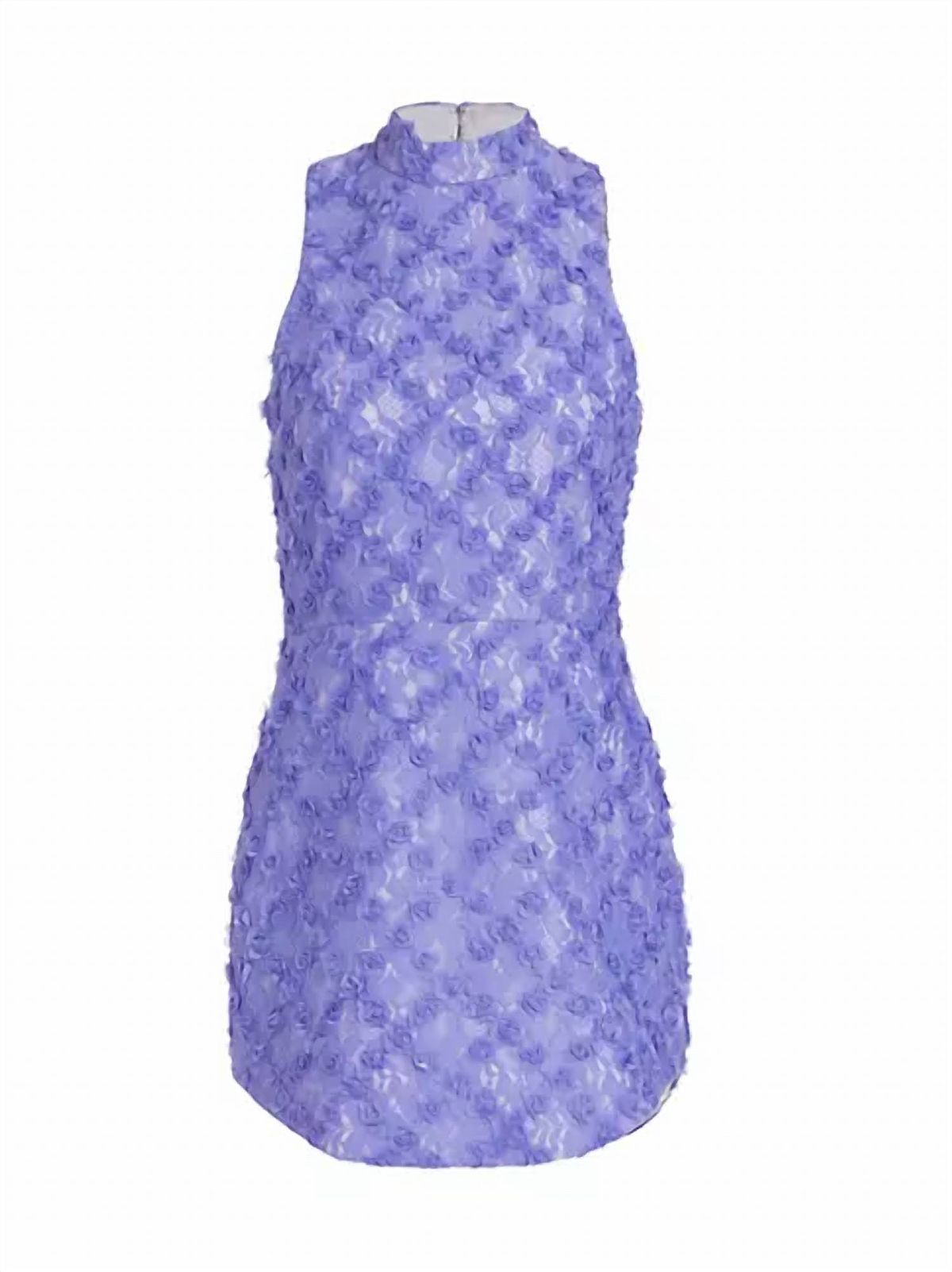 Style 1-5080606-892 Amanda Uprichard Size M High Neck Lace Purple Cocktail Dress on Queenly