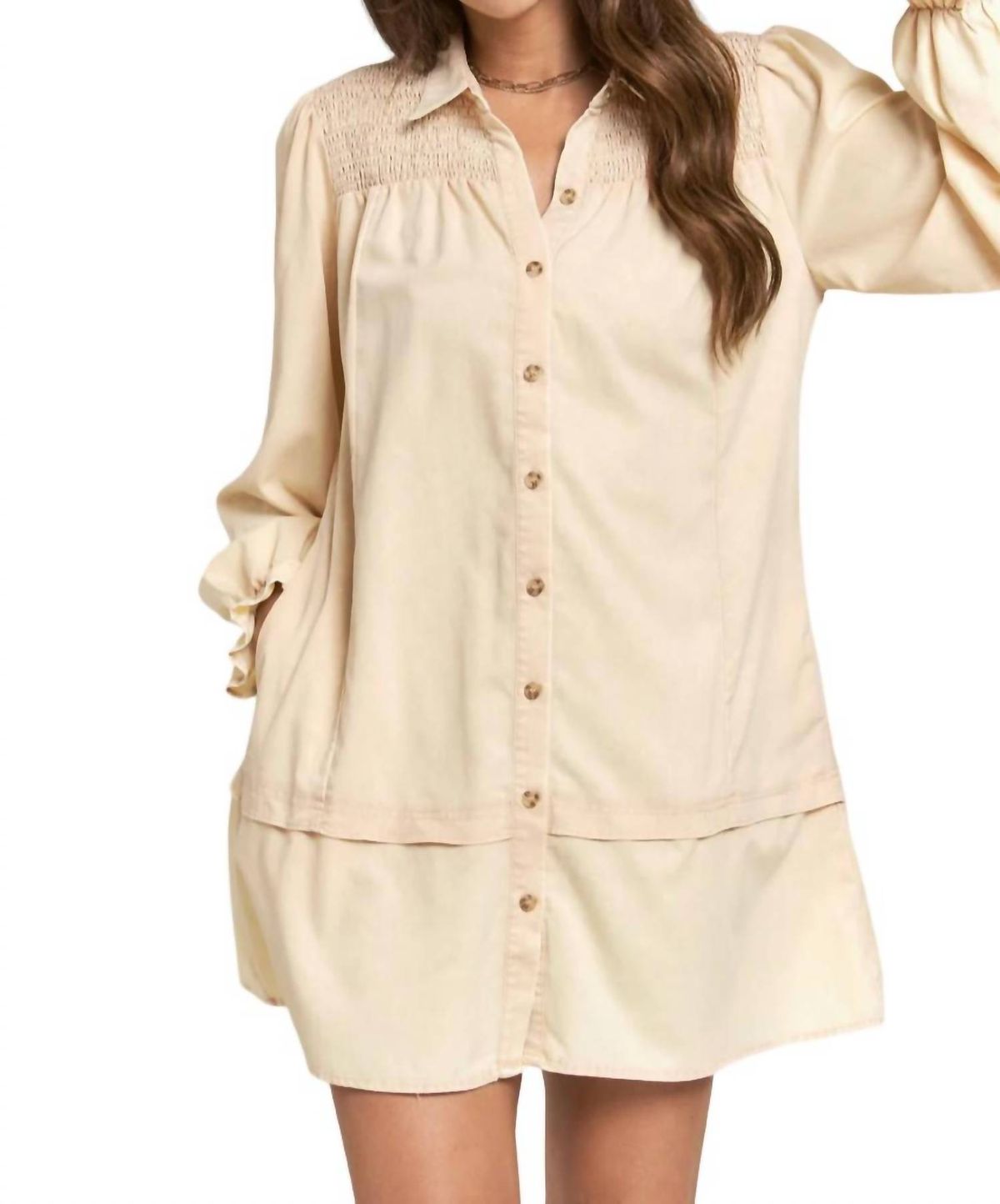 Style 1-645303057-149 J.NNA Size L Long Sleeve Nude Cocktail Dress on Queenly