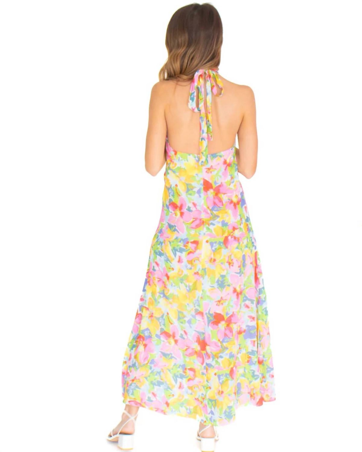 Style 1-987355010-149 LUCY PARIS Size L Halter Floral Pink Cocktail Dress on Queenly