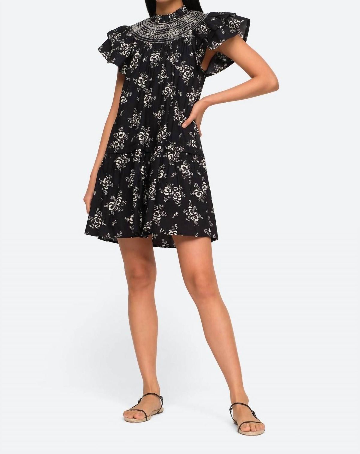 Style 1-2664375205-149 SEA Size L Floral Black Cocktail Dress on Queenly