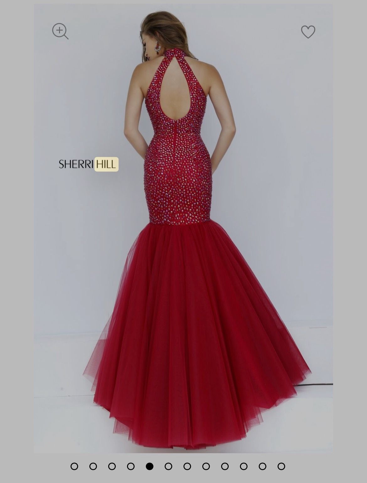 Style 11323 Sherri Hill Size 6 Prom High Neck Sequined Red Mermaid Dress on Queenly