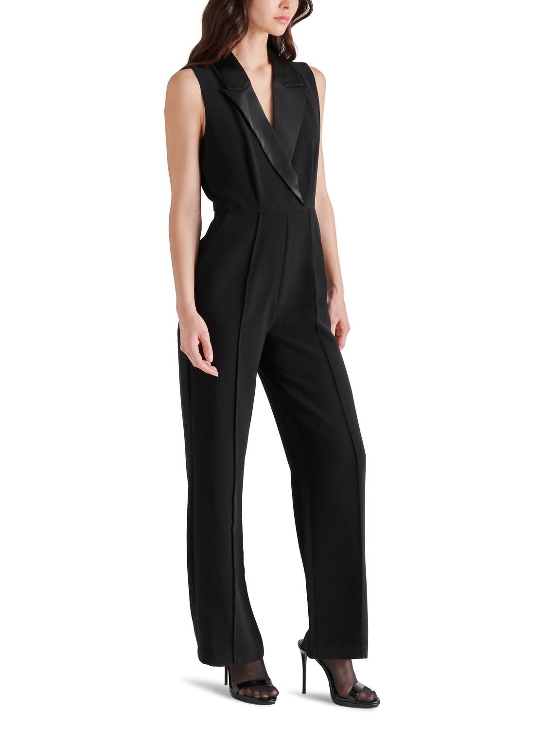 Style 1-322897751-74 STEVE MADDEN Size S High Neck Sequined Black Formal Jumpsuit on Queenly