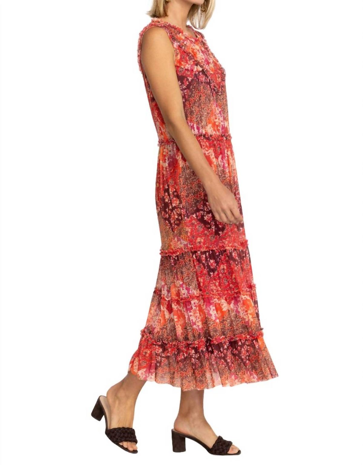 Style 1-339033094-70 Johnny Was Size XS Sheer Red Cocktail Dress on Queenly