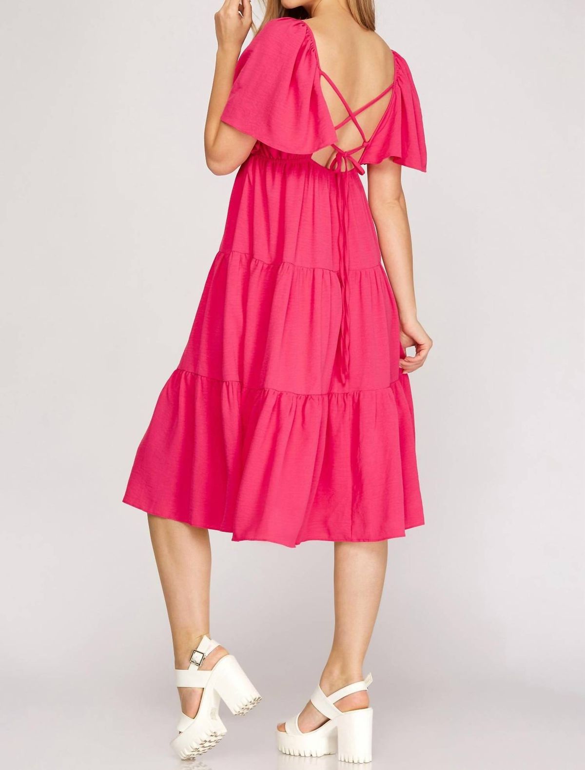 Style 1-37954825-892 SHE + SKY Size M Hot Pink Cocktail Dress on Queenly