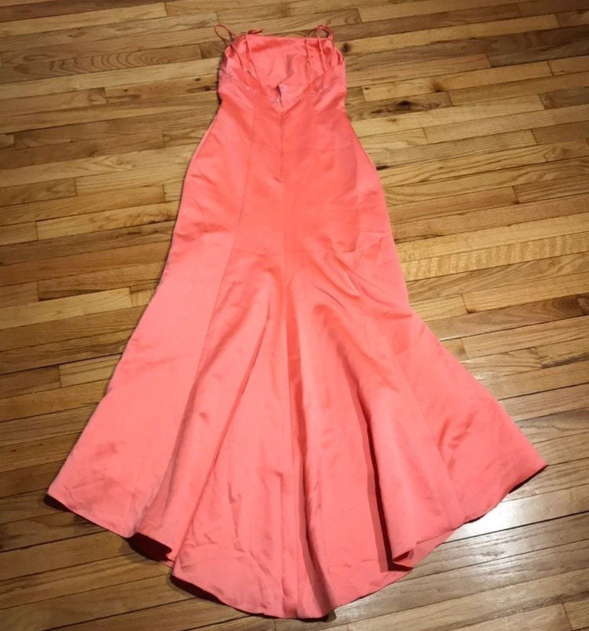 Alfred Angelo Size S Prom Strapless Lace Coral Mermaid Dress on Queenly