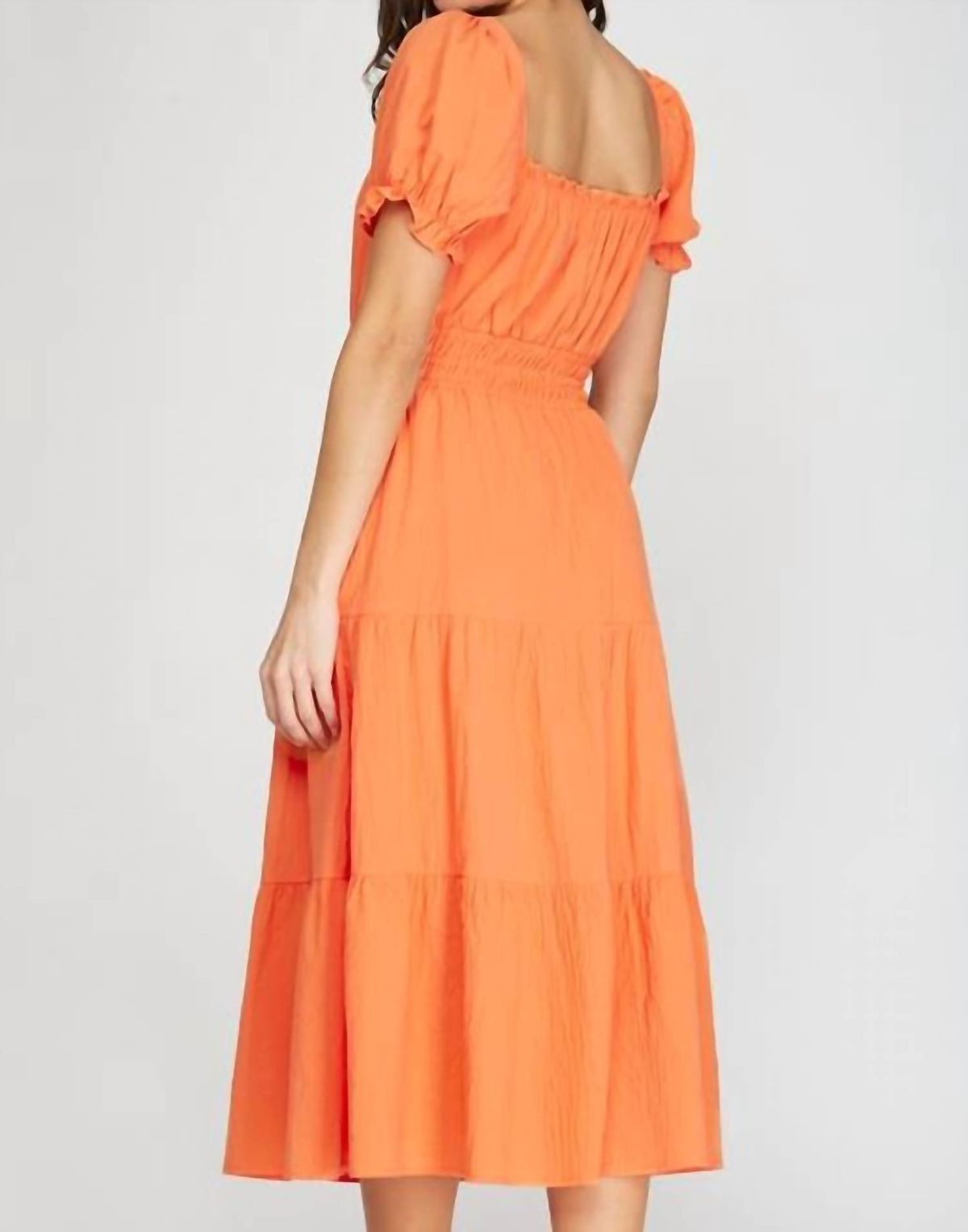 Style 1-677323001-892 SHE + SKY Size M Orange Cocktail Dress on Queenly