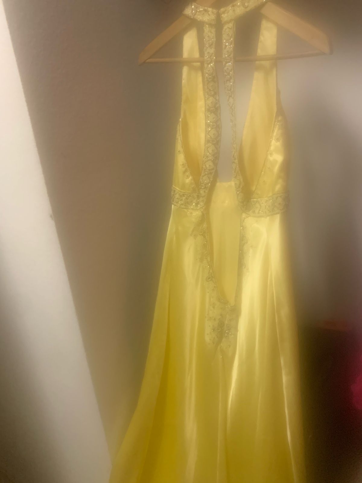 Plus Size 16 Prom Halter Yellow Mermaid Dress on Queenly