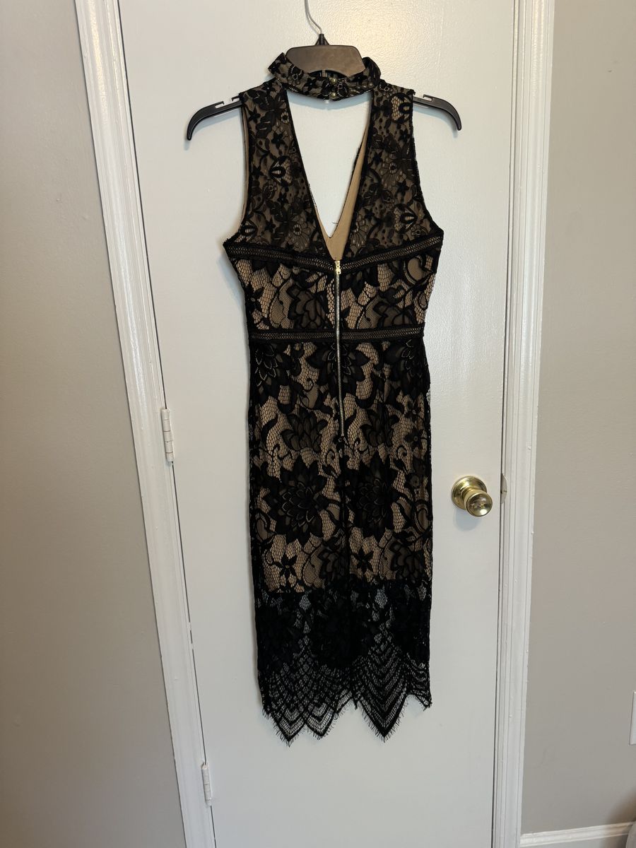 Guess Size S Homecoming High Neck Lace Black Cocktail Dress on Queenly