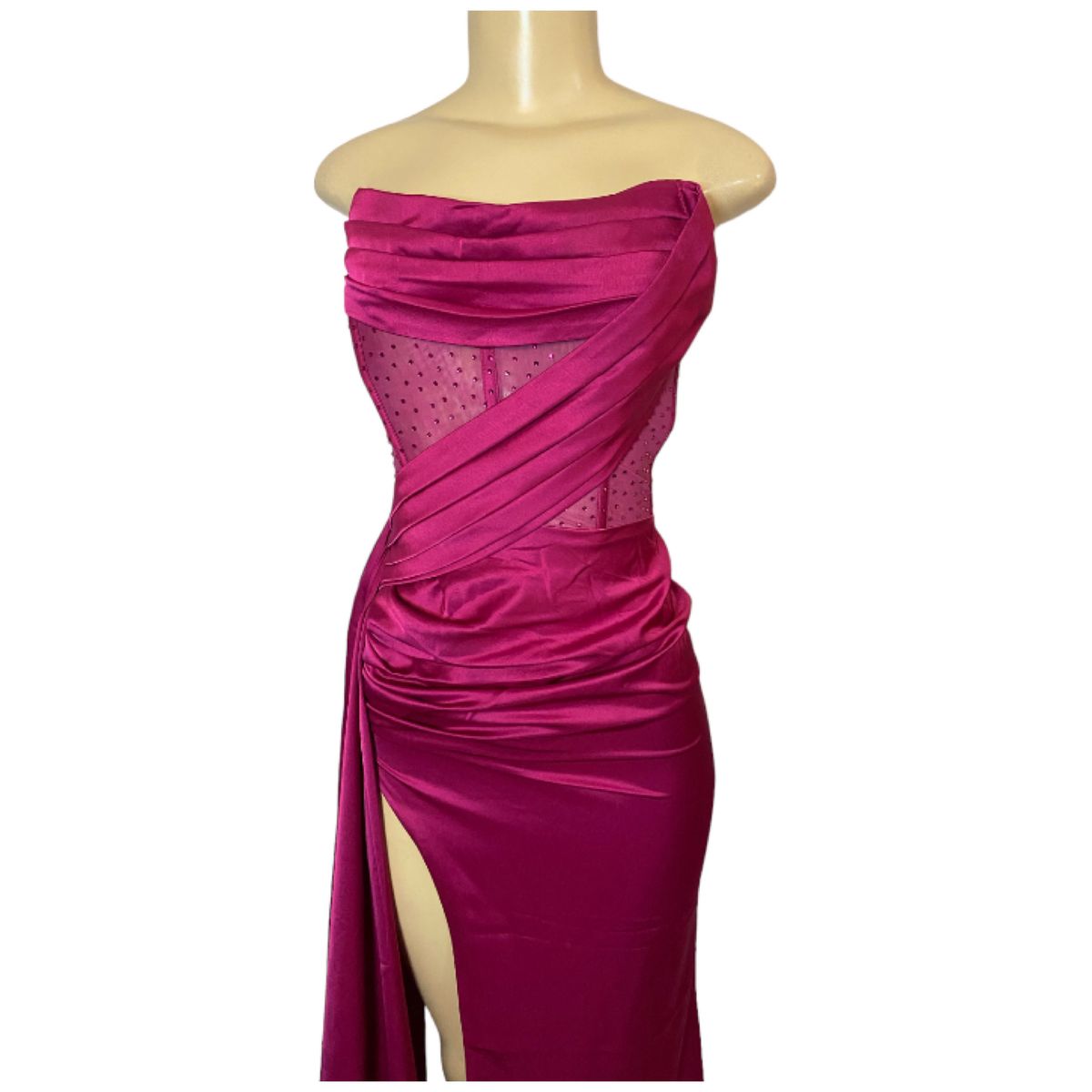 Miss Circle Size XS Prom Strapless Sequined Hot Pink A-line Dress on Queenly