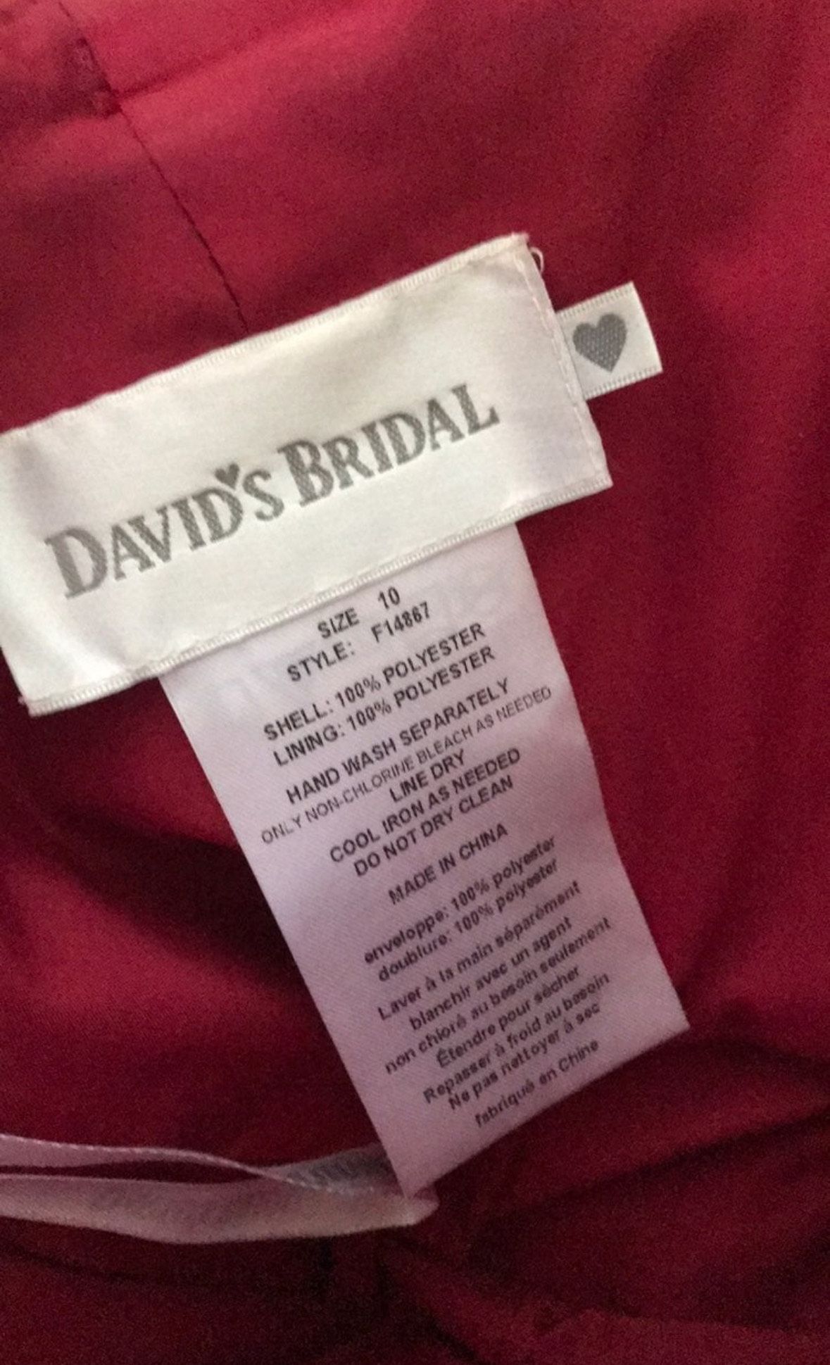 Style F14867 David's Bridal Size 10 Prom Strapless Red A-line Dress on Queenly