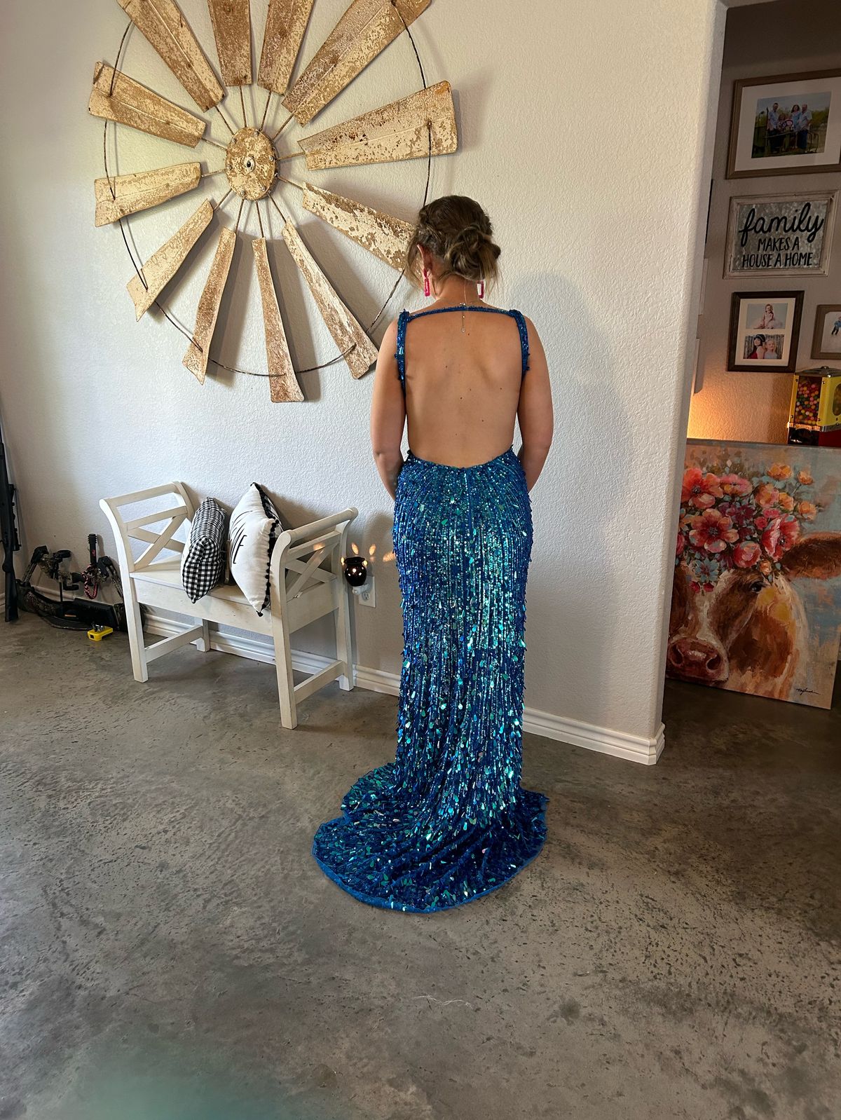 Sherri Hill Size 2 Prom Plunge Blue Side Slit Dress on Queenly
