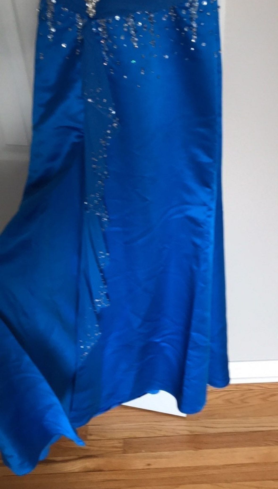 Size XS Prom Halter Sequined Royal Blue Side Slit Dress on Queenly