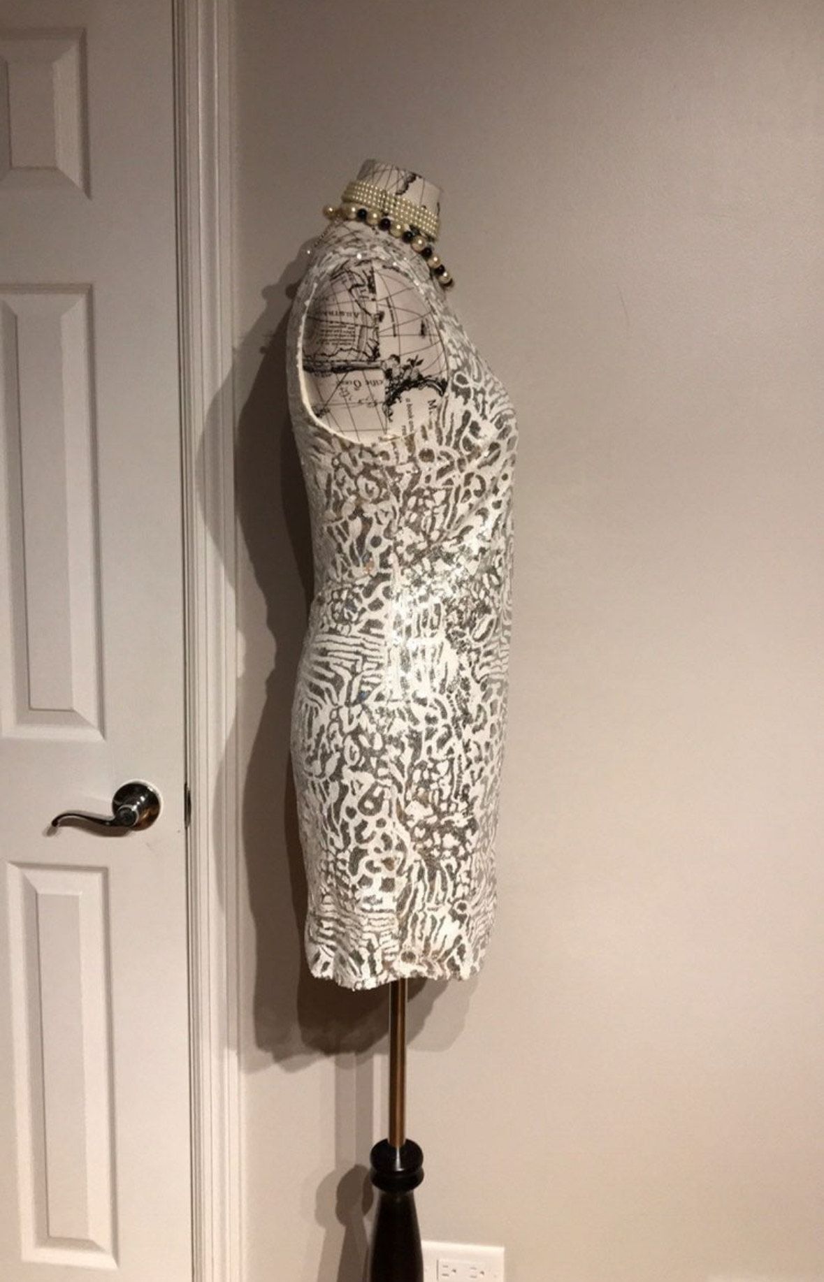 Size M Plunge Silver Cocktail Dress on Queenly