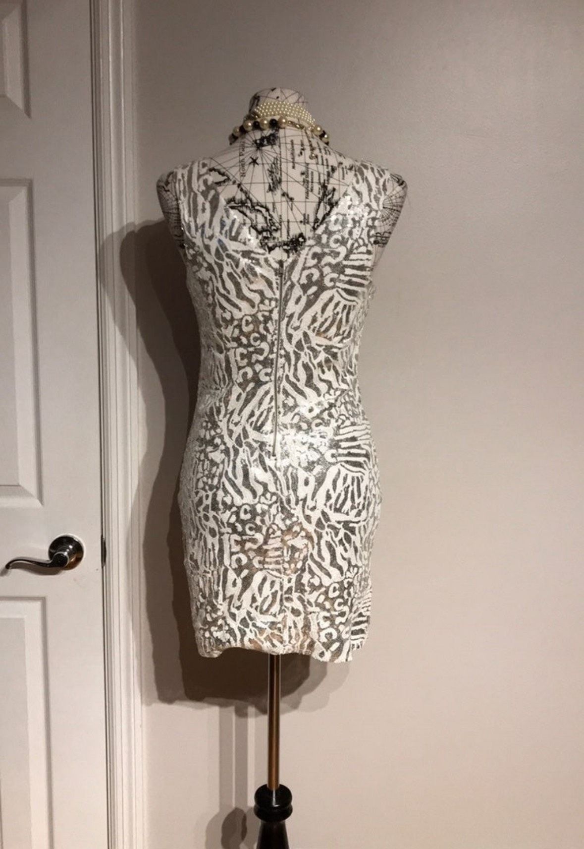 Size M Plunge Silver Cocktail Dress on Queenly