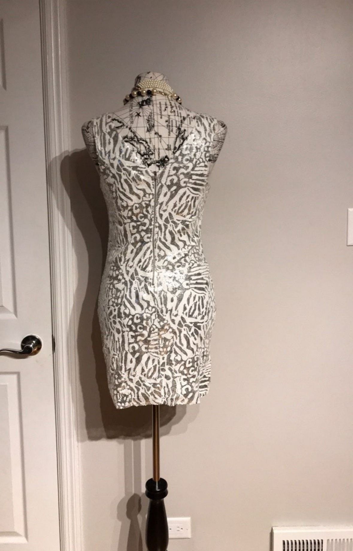 Size M Plunge Silver Cocktail Dress on Queenly