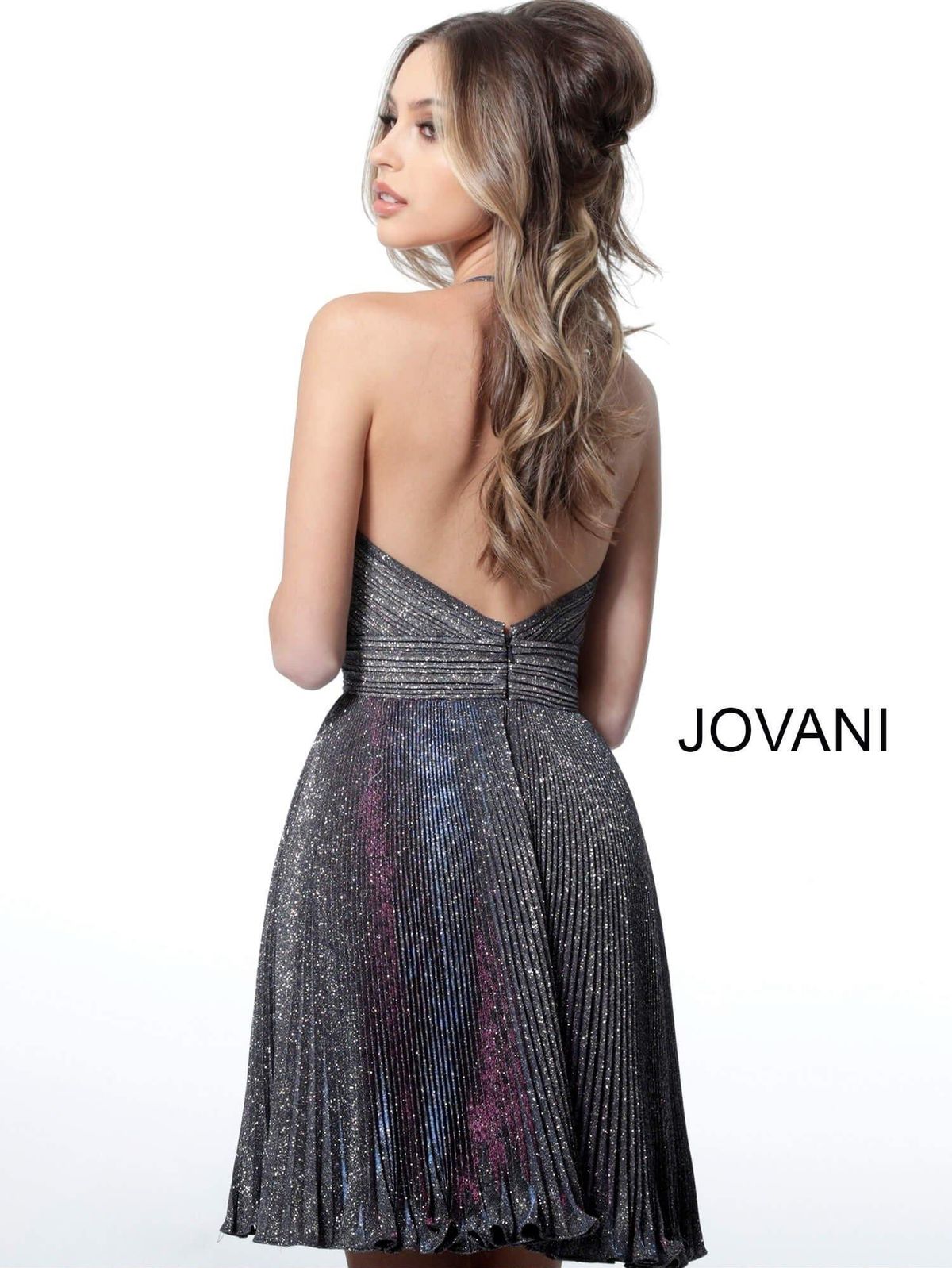 Style 2087A Gold Jovani Size 6 Nightclub Plunge Multicolor Cocktail Dress on Queenly