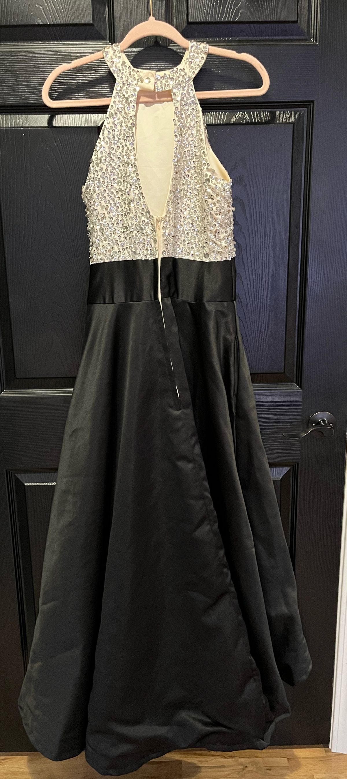 Size 4 Prom High Neck Black Ball Gown on Queenly