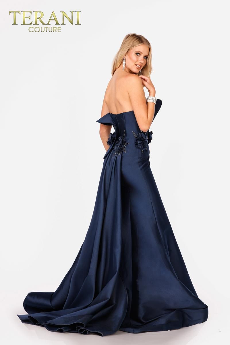 Style 231E0308 Terani Couture Size 6 Pageant Navy Blue Mermaid Dress on Queenly