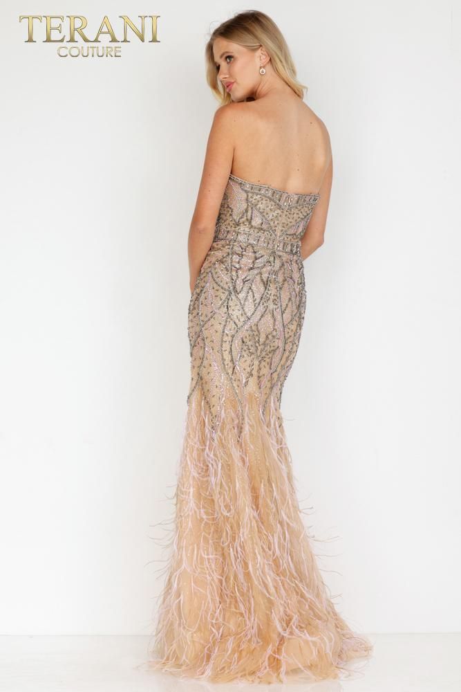 Style 231GL0389 Terani Couture Size 12 Pageant Nude Mermaid Dress on Queenly